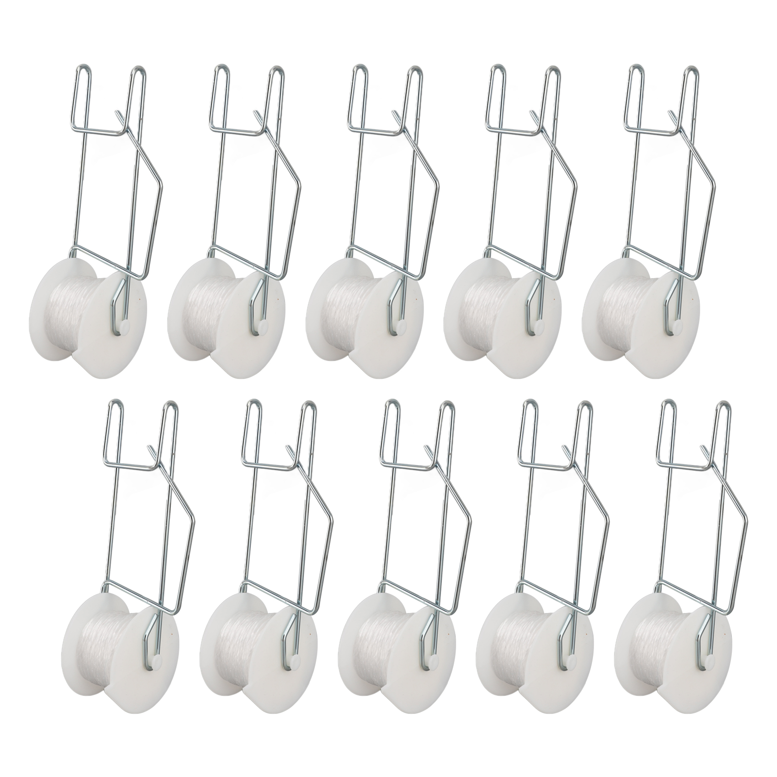 Set Mit 10 Tomatenrollenhaken, Verzinkter Stahldraht, Hitzebeständiges Polypropylen, Platzsparend, 15 M Schnur, Für Rankgerüste Für Weinreben, Gurken, Schwammkürbisse, Trauben