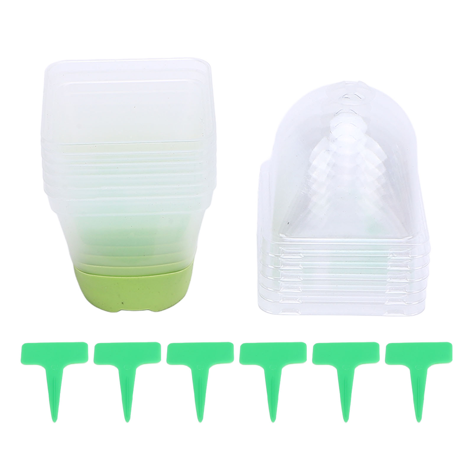 Set Aus 6 Transparenten Anzuchttöpfen Mit Abflusslöchern Und Silikonbodendeckeln, 7,6 Cm (3 Zoll), Aus Wiederverwendbarem Kunststoff Zur Anzucht Von Pflanzen.