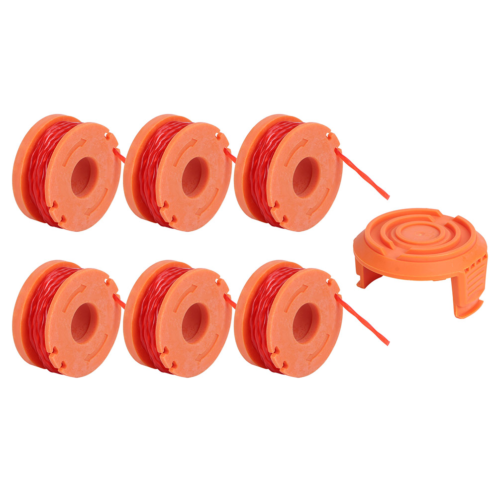 Set Mit 6 Trimmerfadenspulen Inklusive Abdeckung, Kompatibel Mit Dem Trimmer Worx Wa0010.