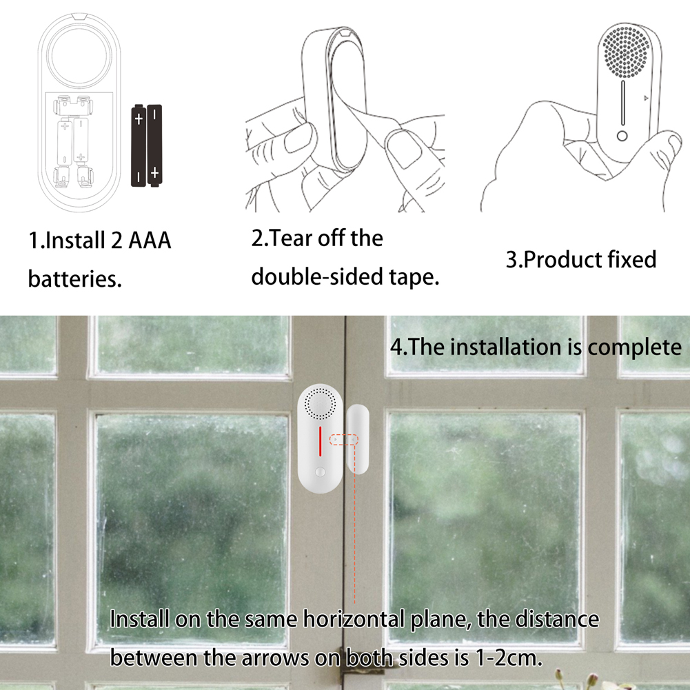 Tuya Wifi Smart Tür- Und Fenstersensoren, Smart-home-alarmsystem, Drahtlose Mobile App, Fernüberwachungsfunktion, Intelligente Alarmsynchronisation, Alarmhistorie.