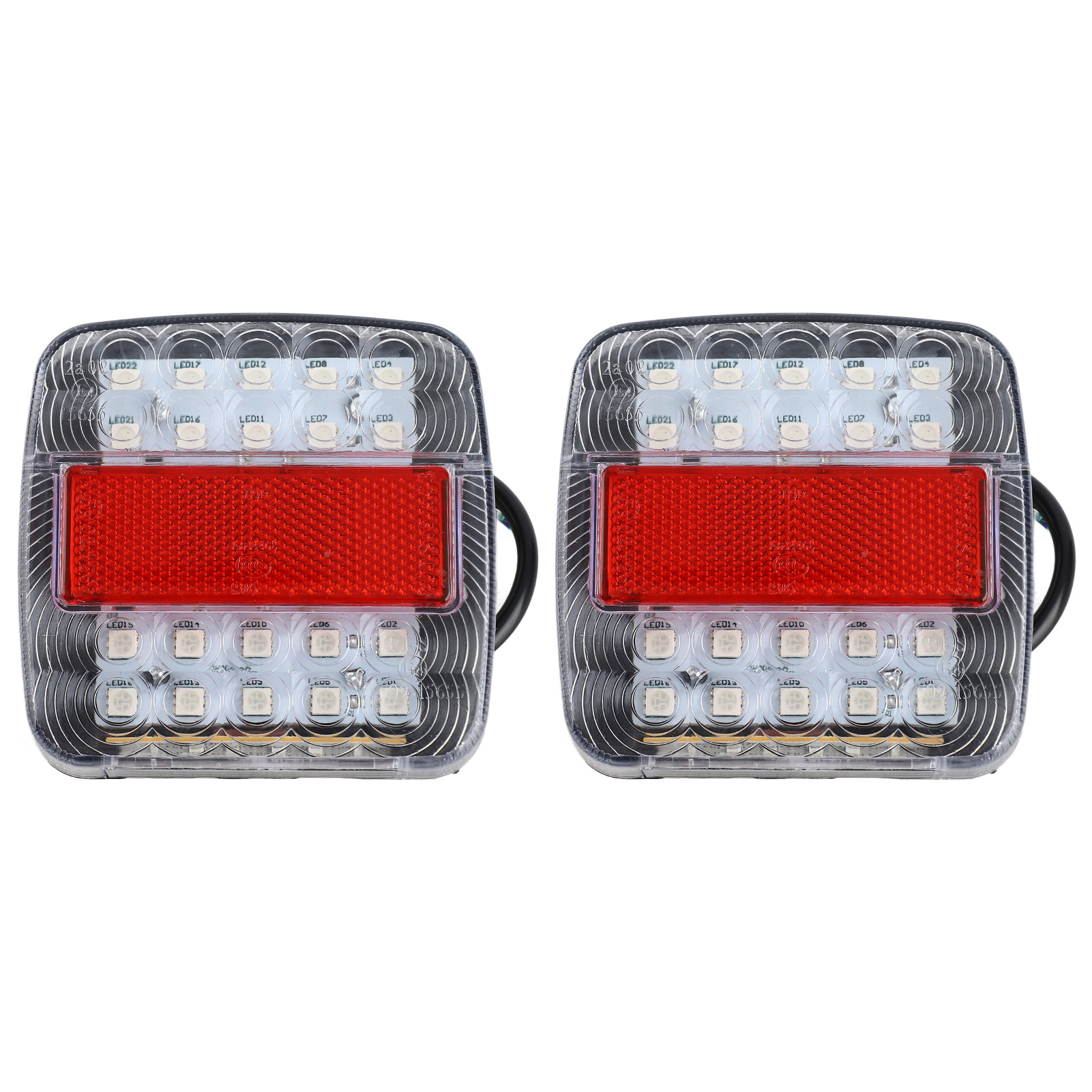 2 Zweifarbige 12v/24v 20 Led-rückleuchten Für Anhänger/lkw (weiße Lampenabdeckung)