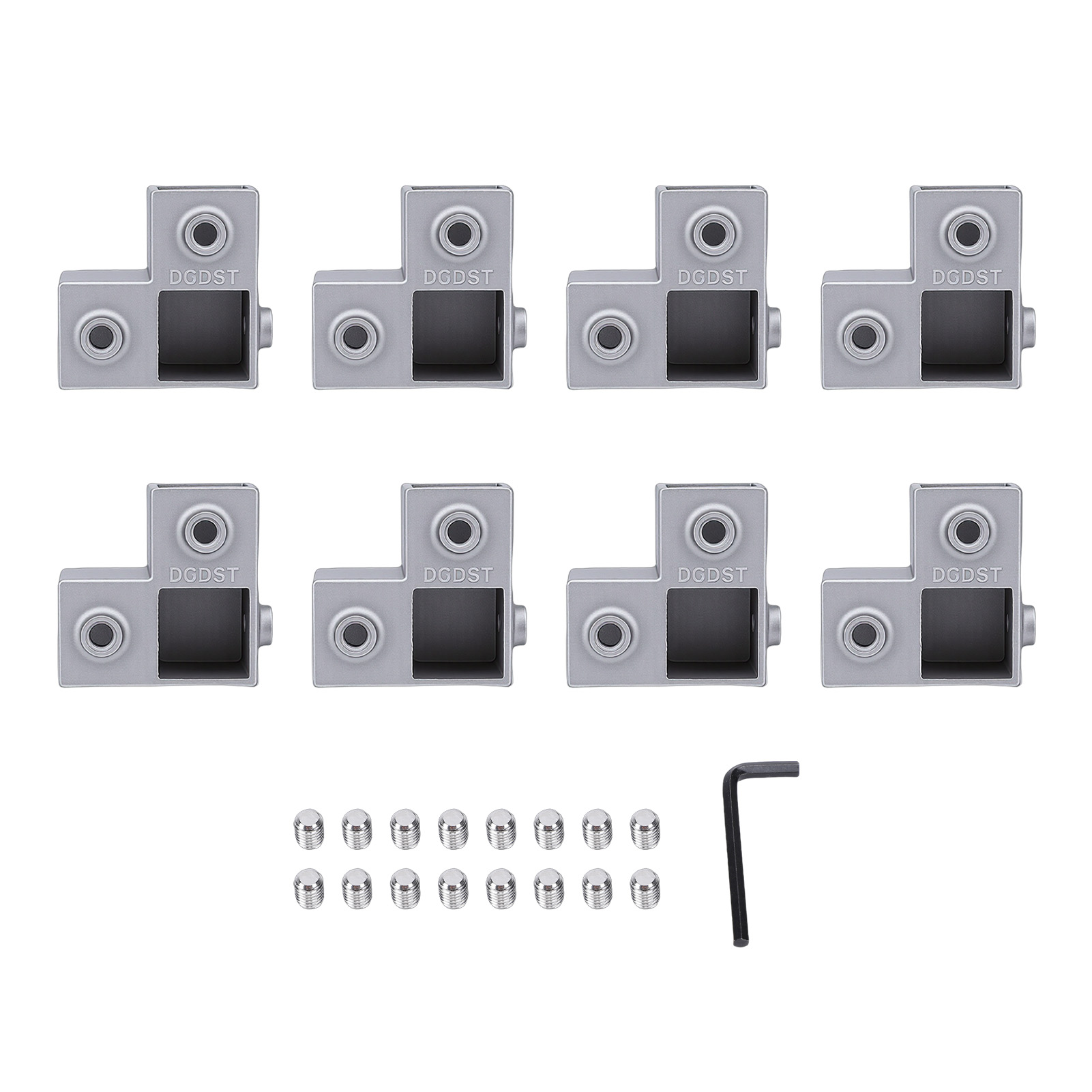 Set Mit 8 1-zoll-vierkant-aluminiumfittings, 3-wege-l-förmigen Rohrverbindern, 90°-schlauchschellen Und Winkelkupplungen Für Geländer, Regale Und Zäune.