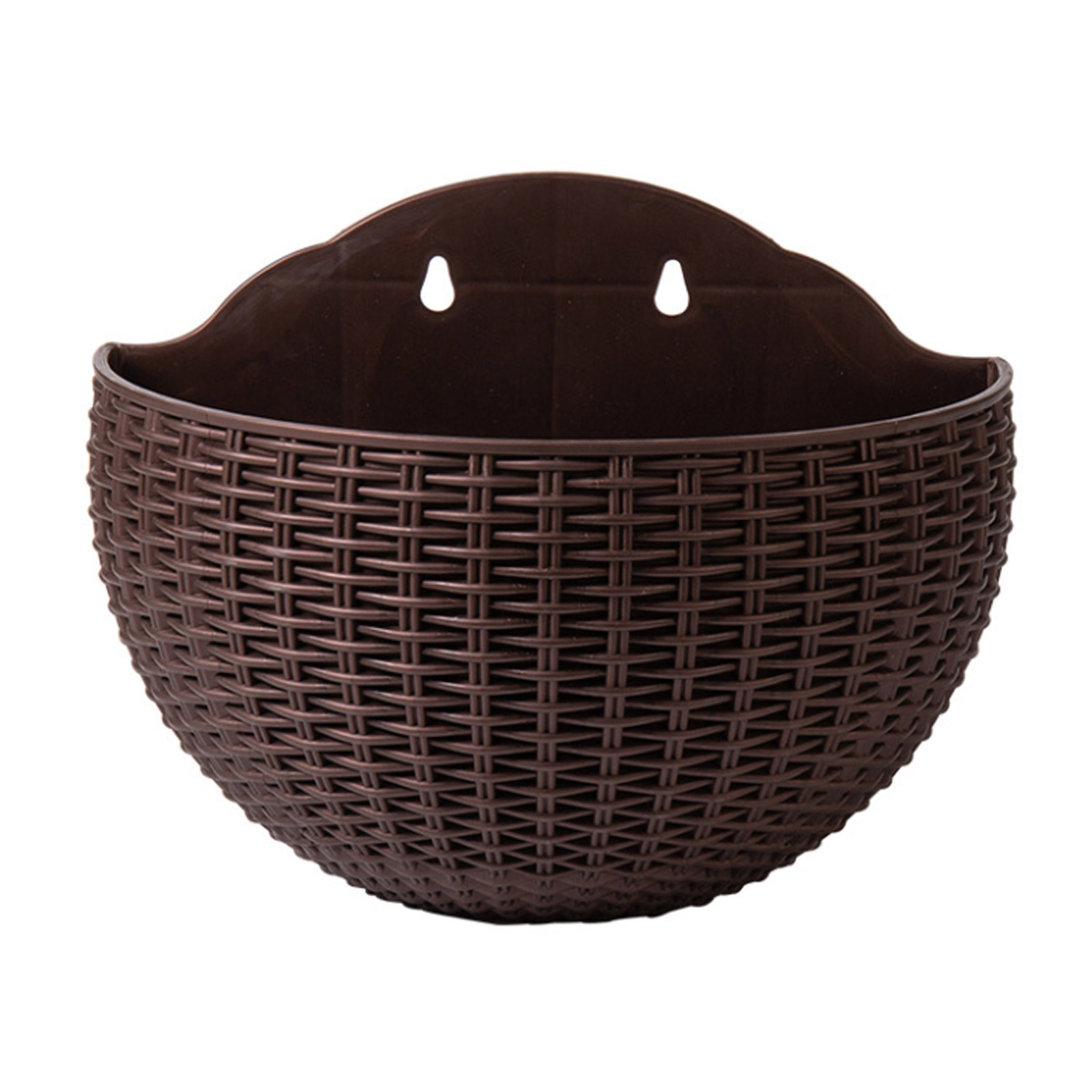 Halbrunder, Wandmontierter Blumentopf In Rattan-optik, Ideal Für Drinnen Und Draußen, Für Den Balkon Oder Ein Café.