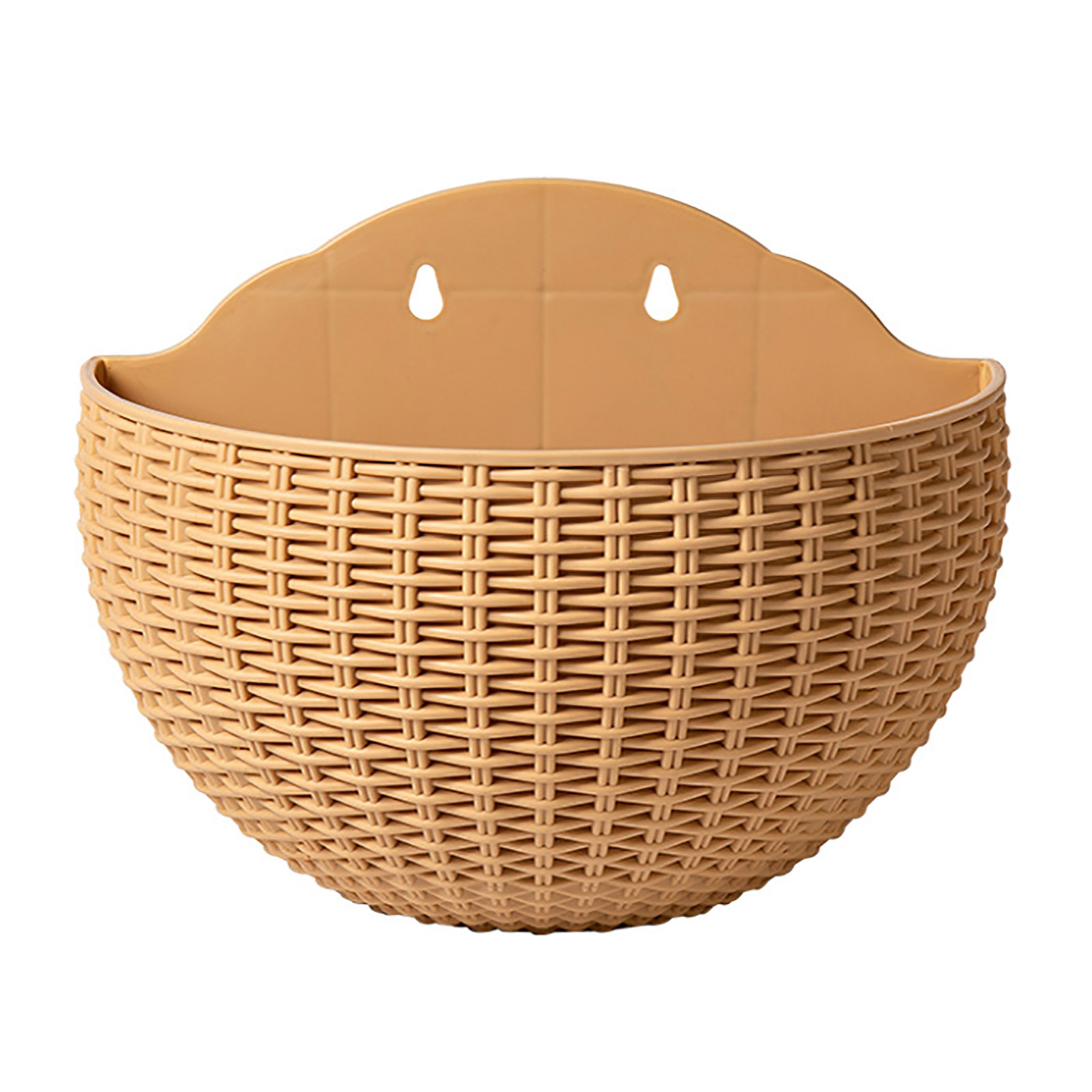Halbrunder, Wandmontierter Blumentopf Aus Synthetischem Rattan, Für Den Innen-, Außenbereich Oder Balkon, Khakifarben, Größe L