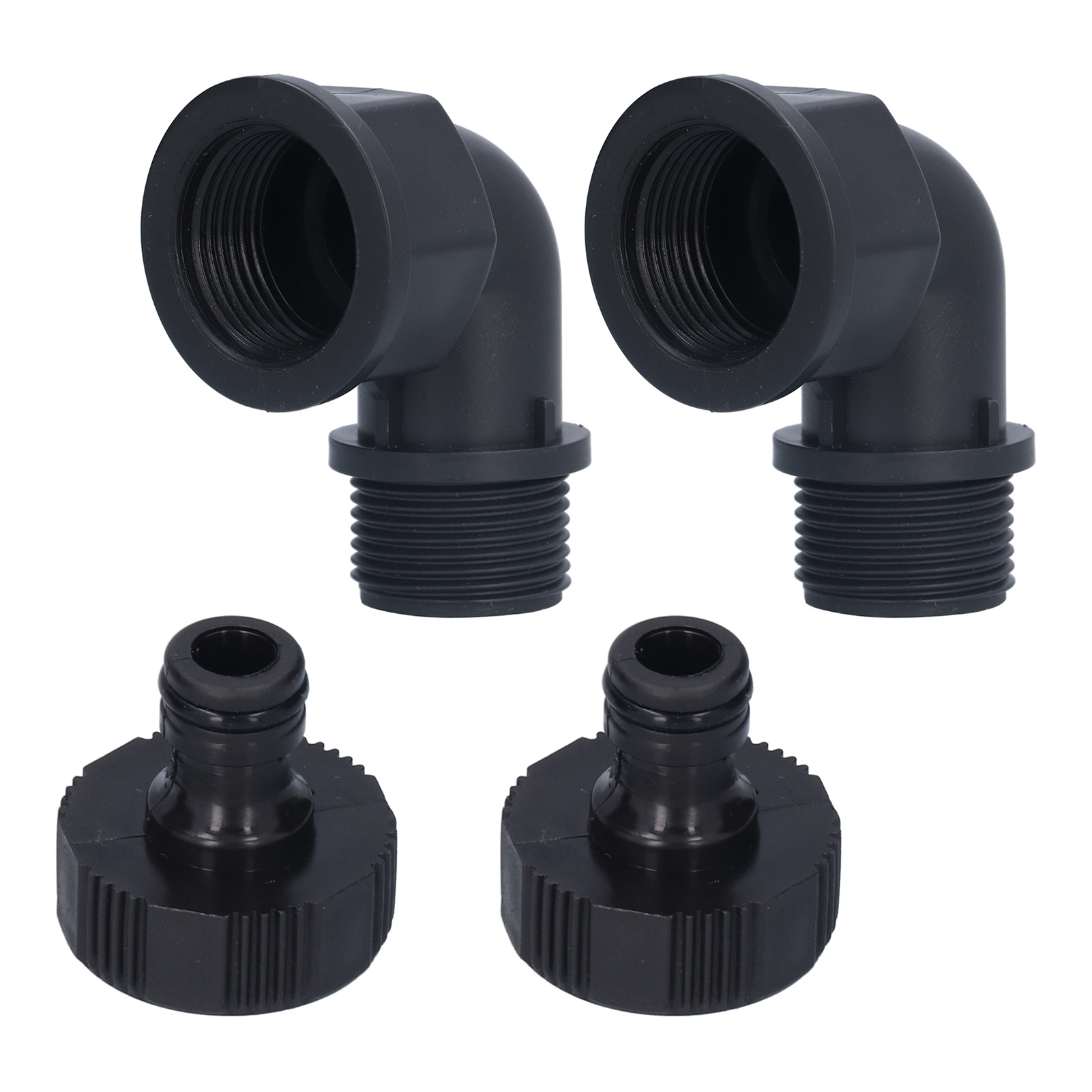 Set Aus 2 Verstellbaren Winkelstücken Für Gartenschläuche Mit Düse Für Garten Und Außenbereich (richtungswinkel G1, Düse Mit Außen- Und Innengewinde)