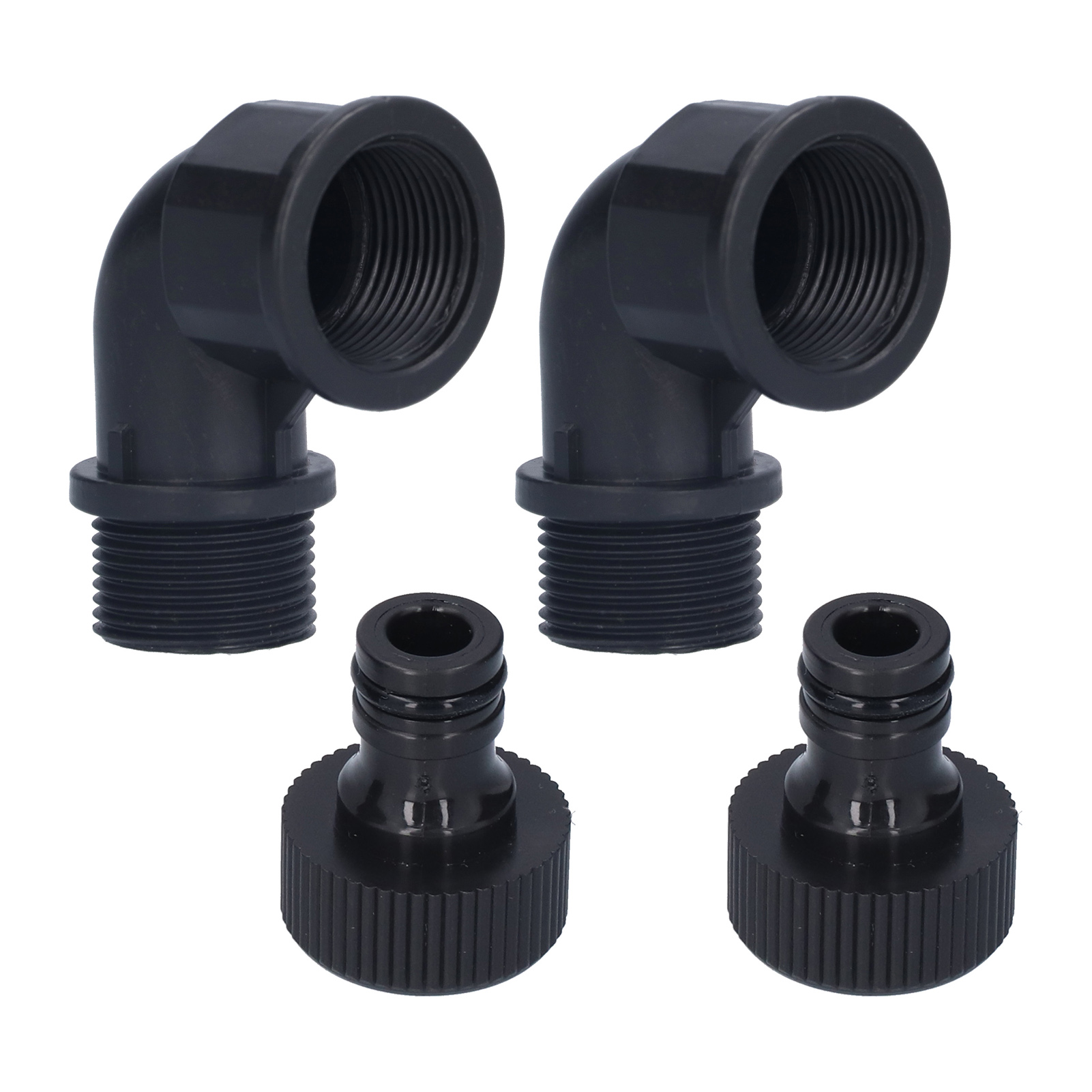 Set Mit 2 Verstellbaren Winkelstücken Für Gartenschläuche Mit Gewindeanschluss Für Garten Und Außenbereich (richtungswinkel G3/4, Außen- Und Innengewinde)