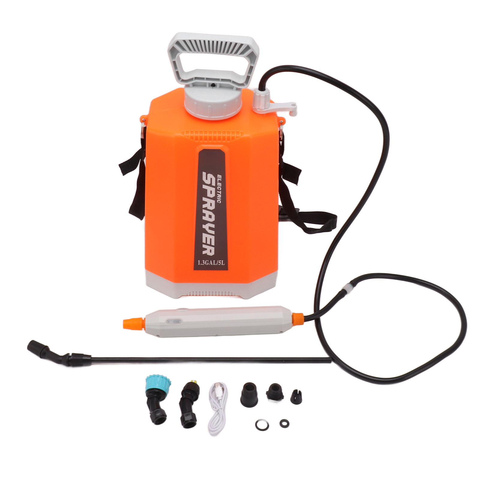 Akkubetriebenes Gartensprühgerät Mit 3 Sprühdüsen, Multifunktionales Elektrisches Gartensprühgerät Zum Tragen Über Der Schulter, Zum Bewässern Von Blumen Und Versprühen Von Medikamenten, Orange
