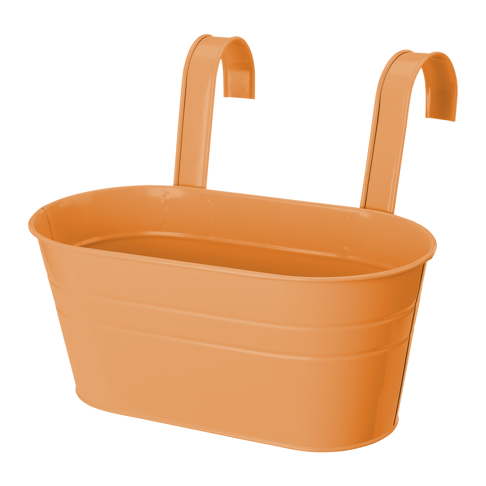 Set Aus 2 Hängenden Blumentöpfen Mit Abnehmbaren Haken, Aus Eisen Und Metall, Für Balkon Oder Geländer, Orange Farbe.