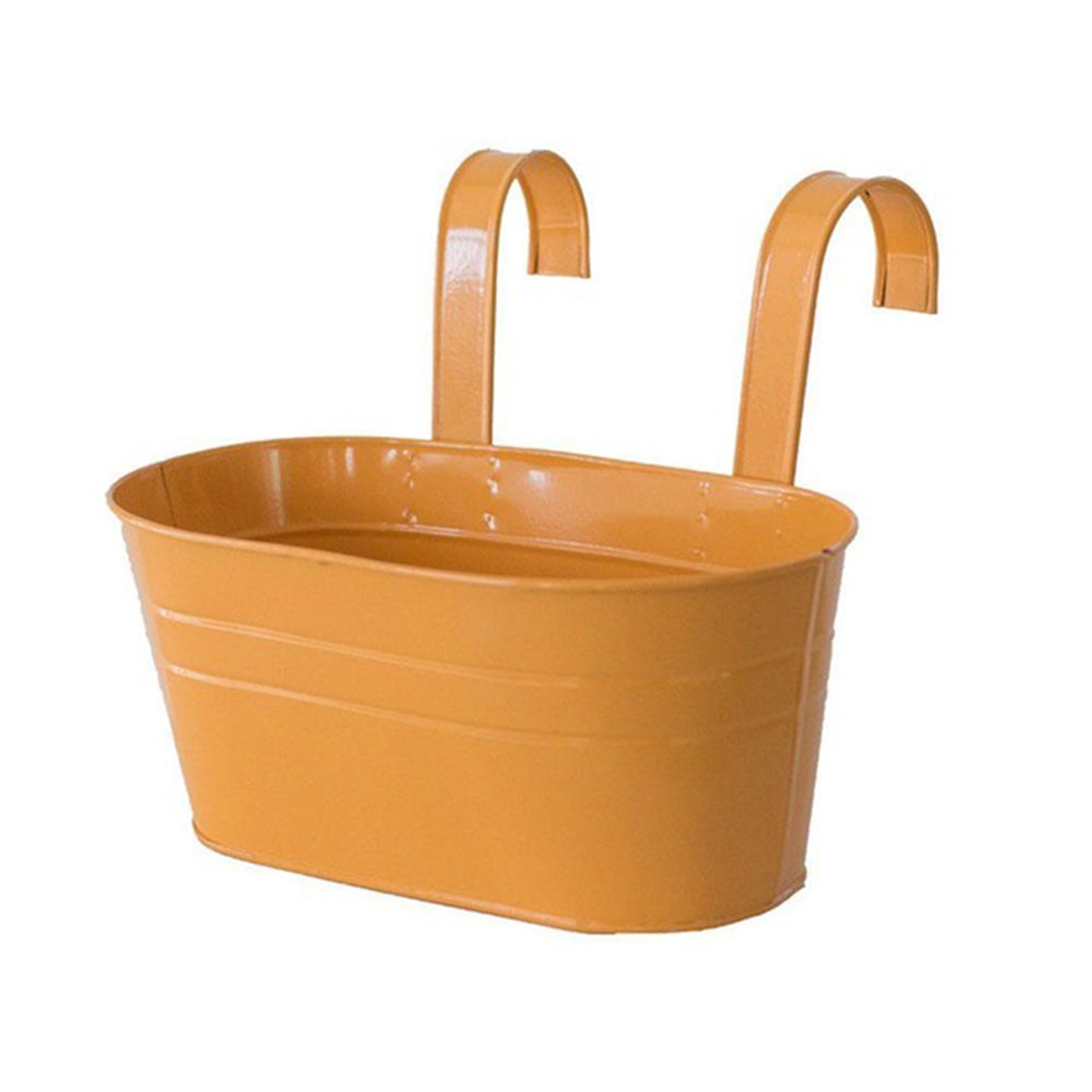 Hängender Blumentopf Mit Abnehmbaren Haken, Orangefarbener Metalltopf Für Balkon Oder Geländer