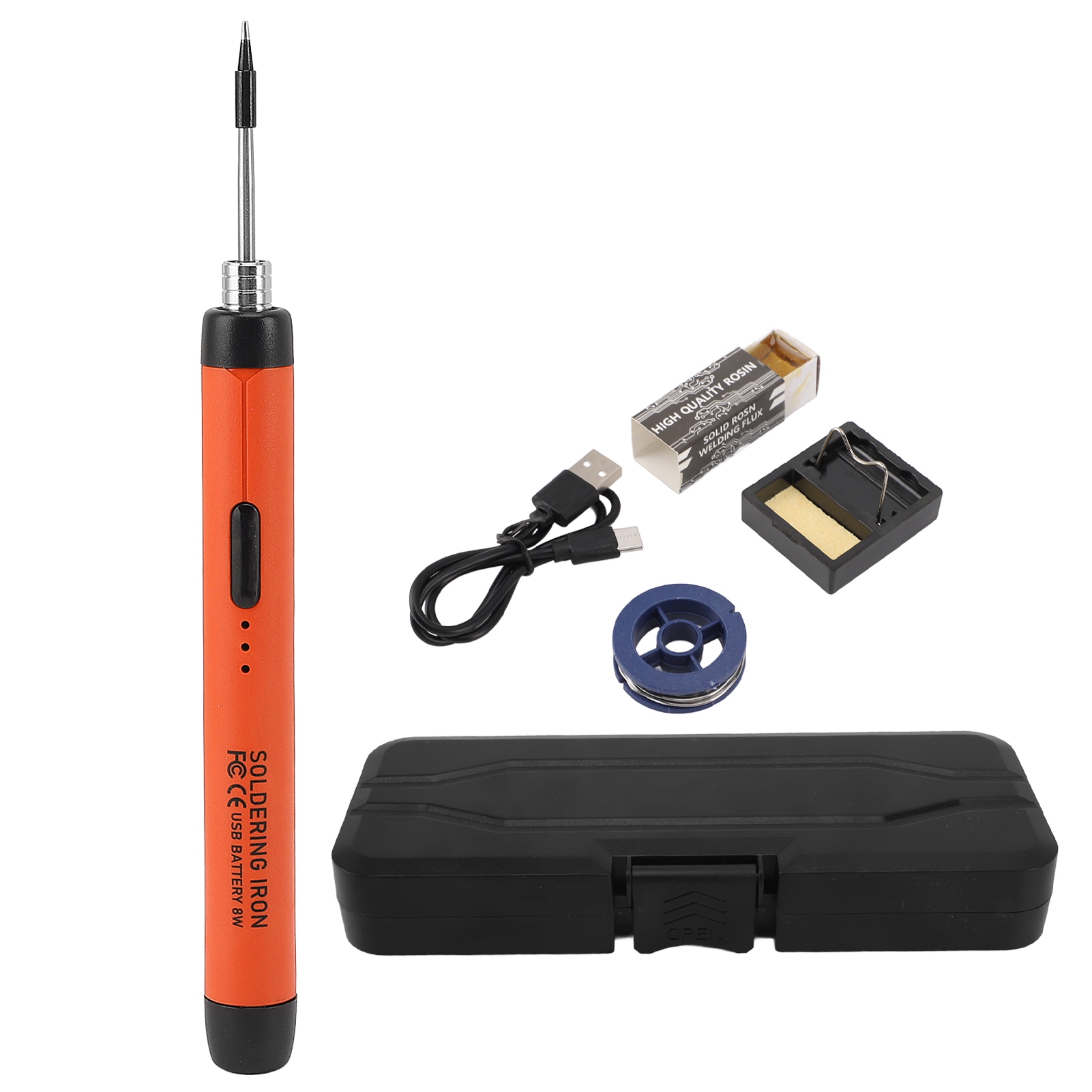 Lötkolben Mit Berührungsempfindlichen Spitzen, 800 Mah Usb-akku, Antioxidation, Orangefarbenes Diy-lötset.