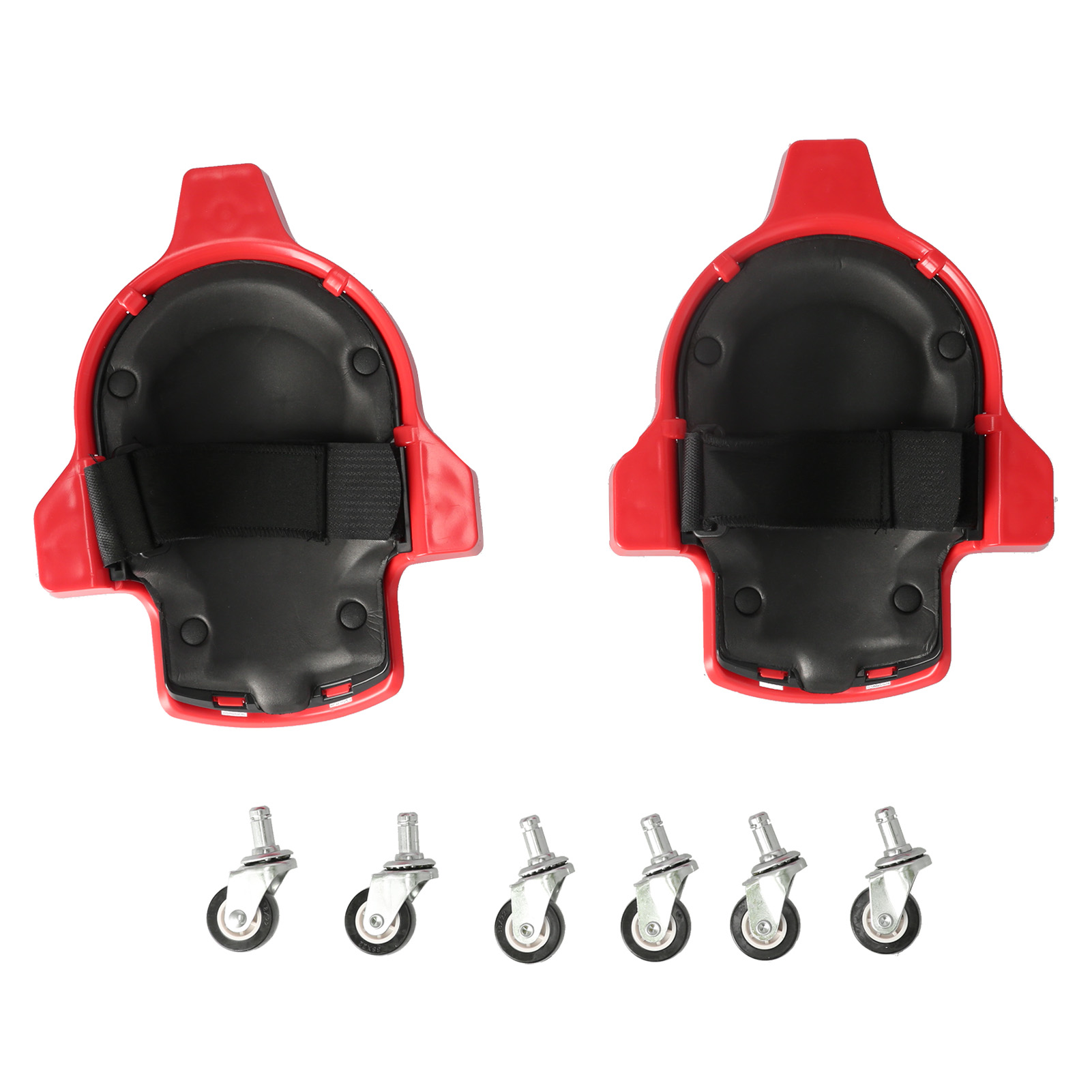 Set Aus 2 Multifunktionalen Abs-knieschonern Mit Rollen Und Universalrollen Zur Bodenmontage (rot).