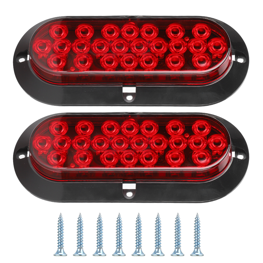 Set Mit 2 Ovalen, Roten 15 Cm (6 Zoll) Rückleuchten Mit 24 Leds, Wasserdicht, Für 12-v-lkw Und Anhänger