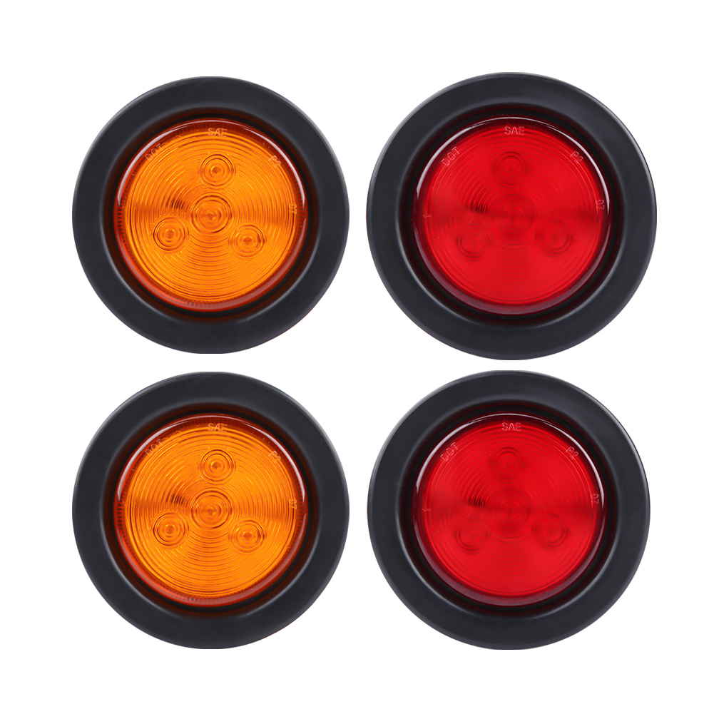 Set Aus 4 Runden 6,35 Cm (2,5 Zoll) Led-positionsleuchten Für Anhänger Und Lkw, Gelb/rot, Vorne Und Hinten.