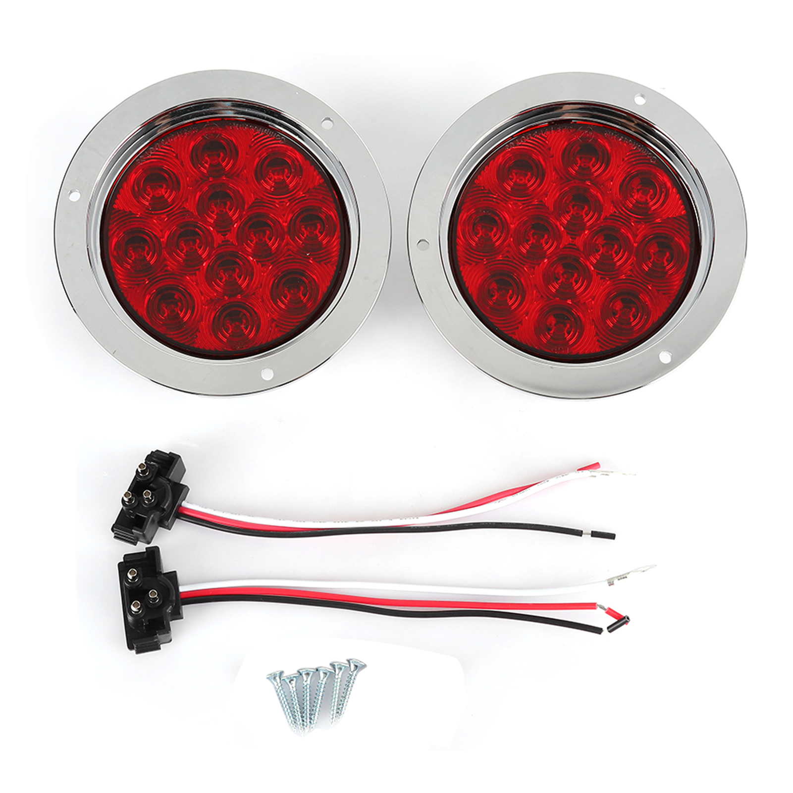 Set Mit 2 Lkw-rückleuchten (10 Cm / 4 Zoll) Mit 12 Leds, Runden Roten Blinkern, 12 V