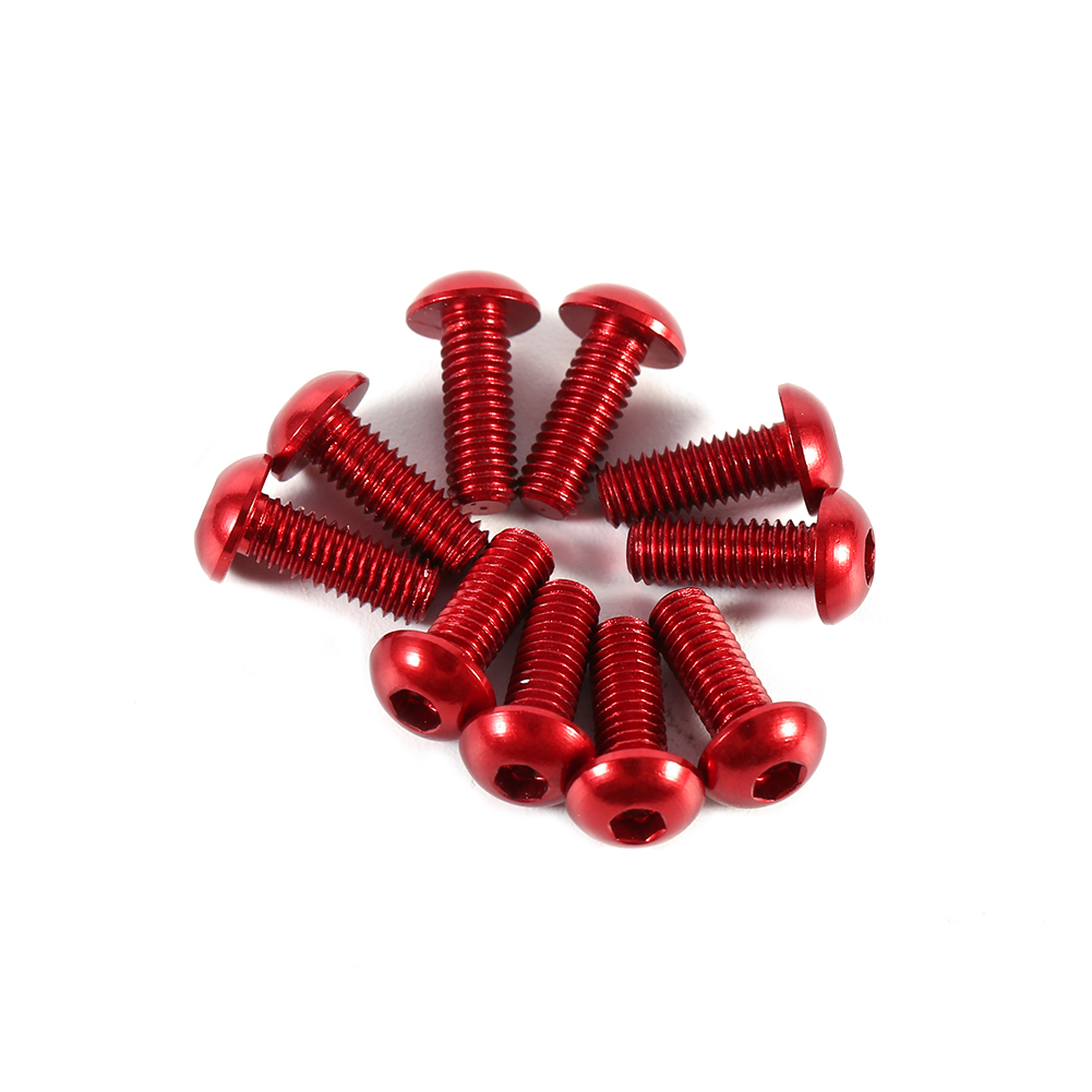 10 M3 6–10 Mm Rundkopfschrauben Aus Aluminiumlegierung, Hohlsechskant, Rot, 8 Mm