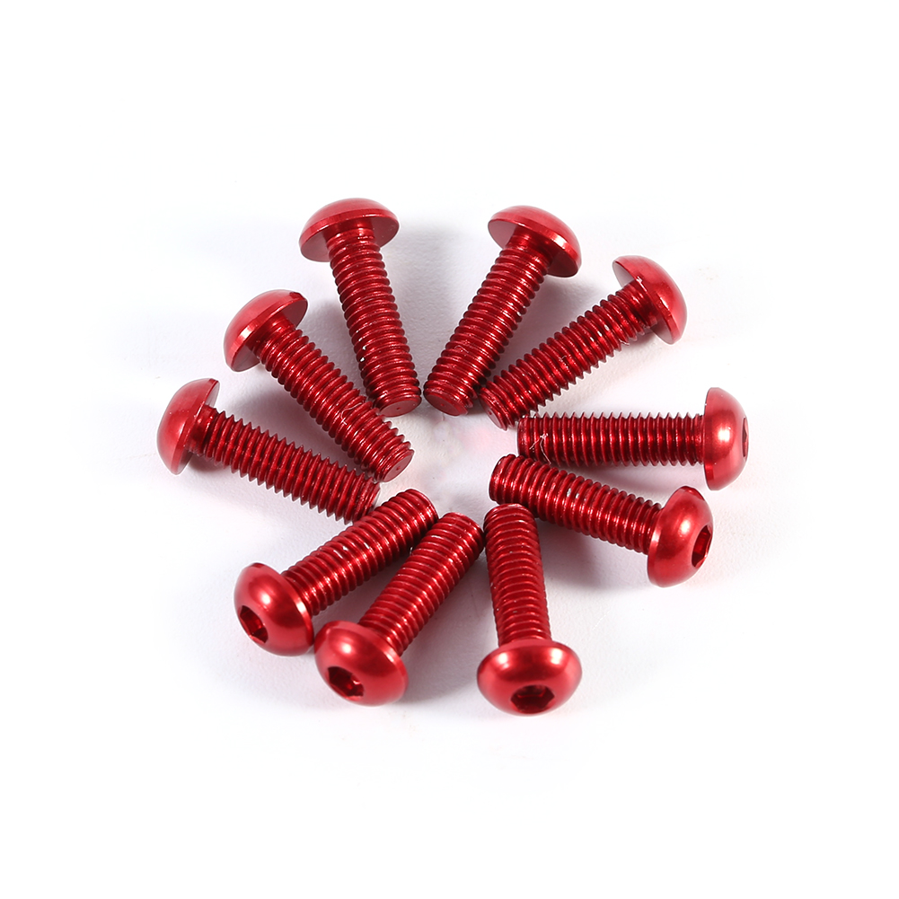 10 M3 6-10 Mm Rundkopfschrauben Aus Aluminiumlegierung Mit Innensechskant, Rot, 10 Mm