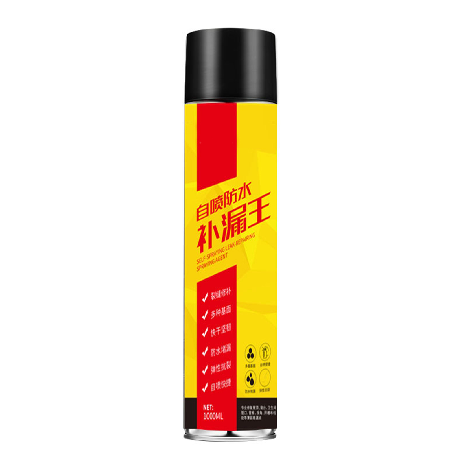 Wasserdichtes Sprühdichtmittel Für Dachrisse, 1000 Ml Schwarzer Polyethylenkleber, Zur Reparatur Und Abdichtung.