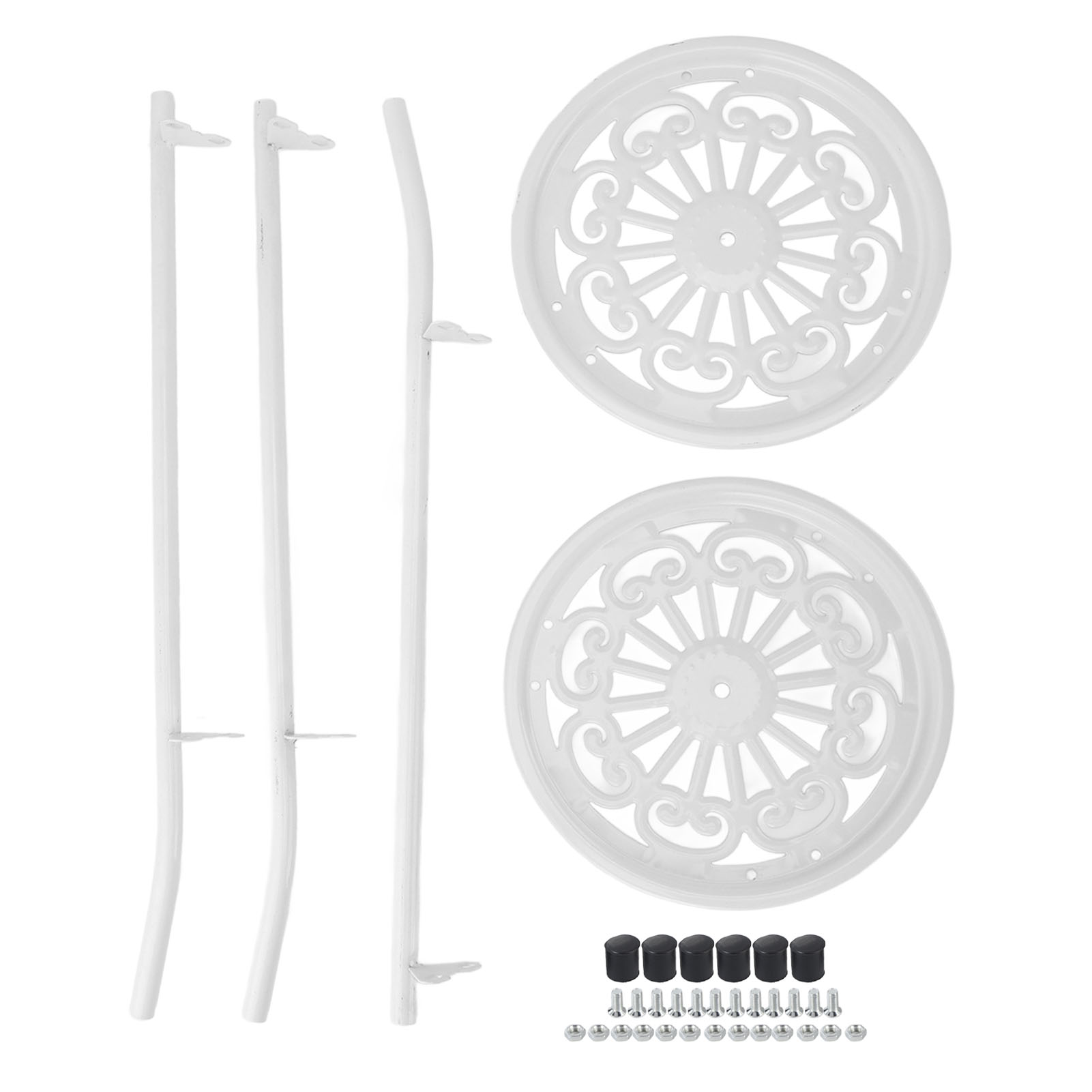 50 Cm Hoher, Doppelstöckiger, Multifunktionaler Pflanzenständer Aus Eisen, Blumenregal Für Balkon, Eingangsbereich Und Garten, Weiß