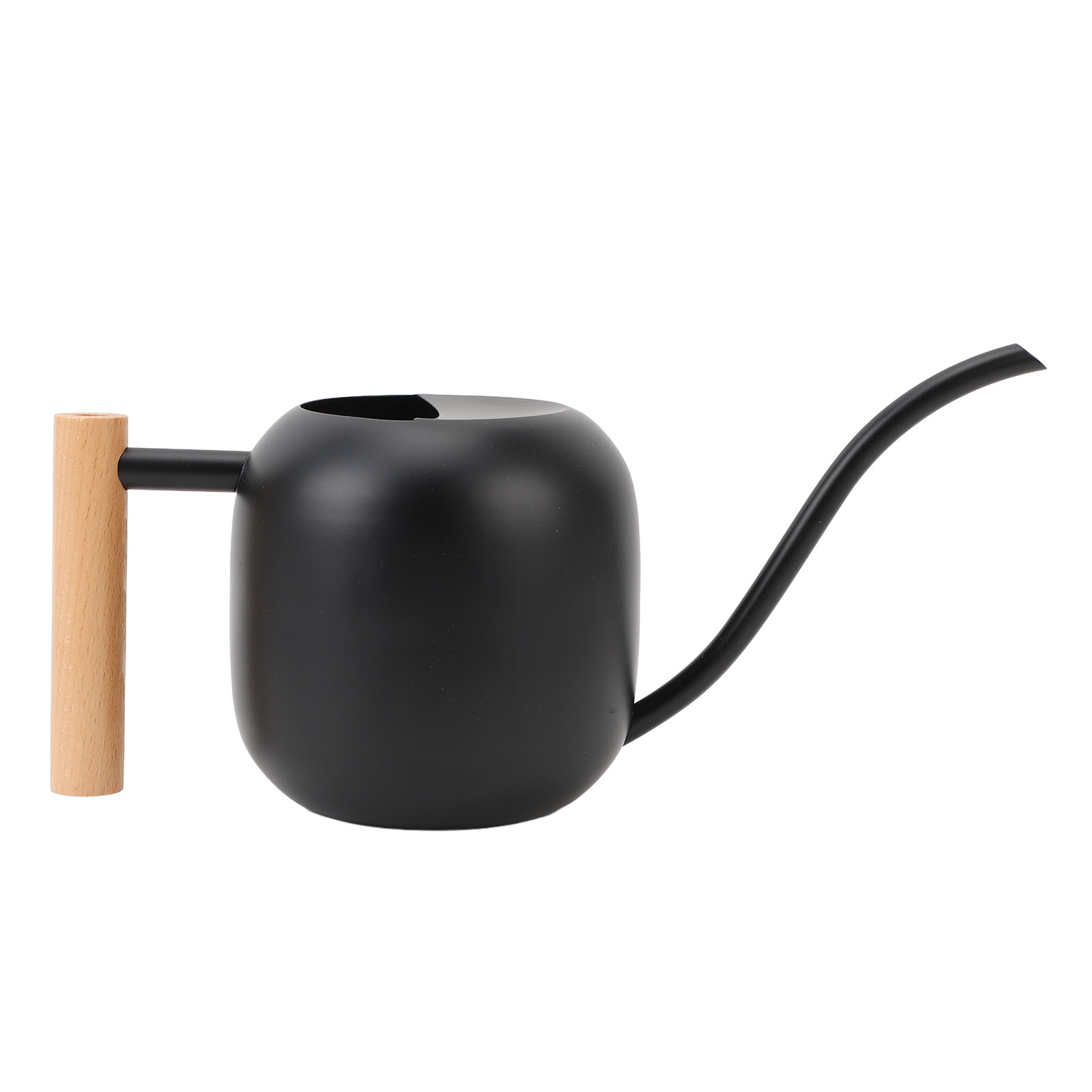 Gießkanne Aus Edelstahl Mit Holzgriff Und Langem Ausguss Für Zimmerpflanzen, Blumen, Sukkulenten Und Bonsai, 1,2 L, Schwarz