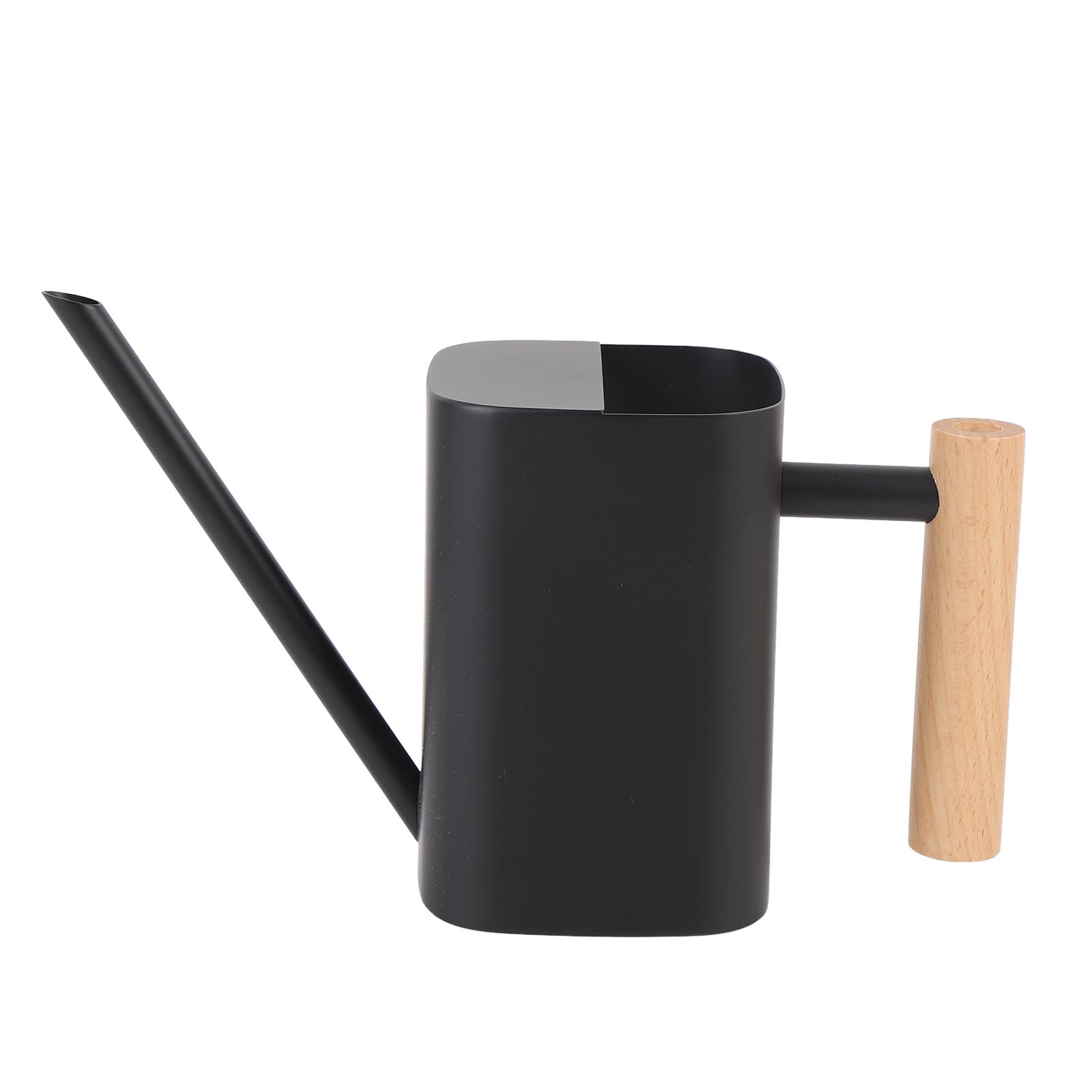 Gießkanne Aus Edelstahl Mit Langem Ausguss Und Holzgriff Für Zimmerpflanzen, Bonsai Und Zierblumen Im Garten, Quadratisch, Schwarz, 500 Ml