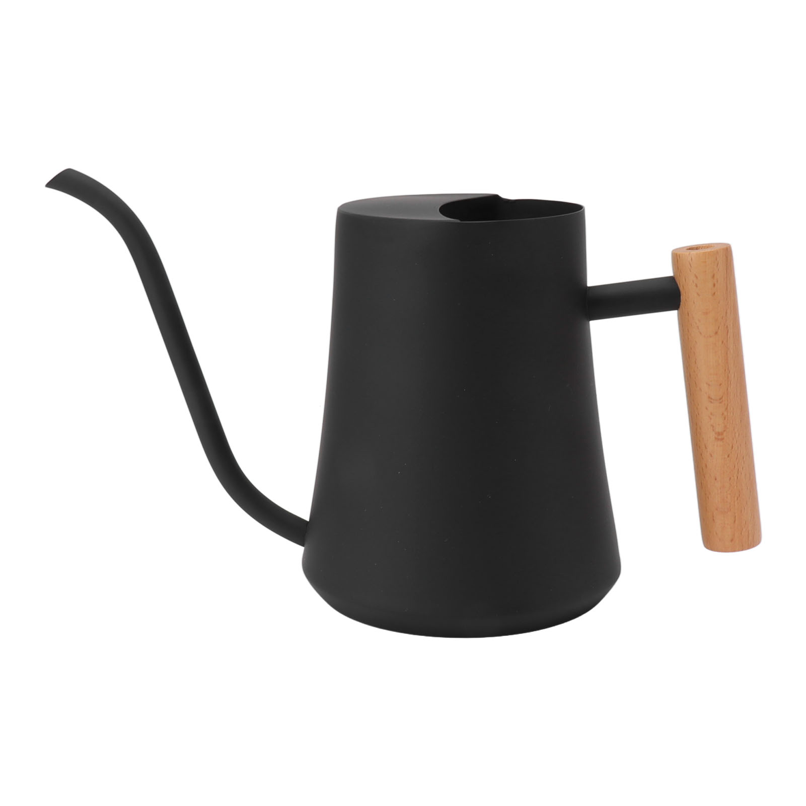 Gießkanne Aus Edelstahl, Retro-stil, Kleiner Topf Mit Holzgriff, Für Drinnen Und Draußen, 1000 Ml, Schwarz