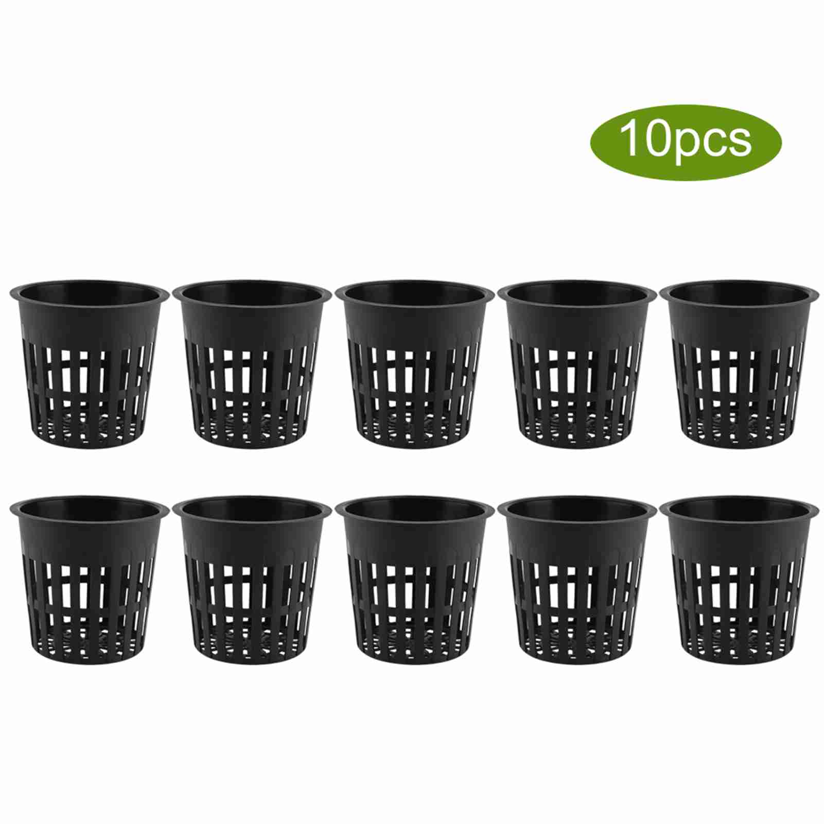 Set Mit 10 Robusten Und Sicheren Hydroponik-körben Aus Kunststoff Für Den Garten Oder Balkon (schwarz)
