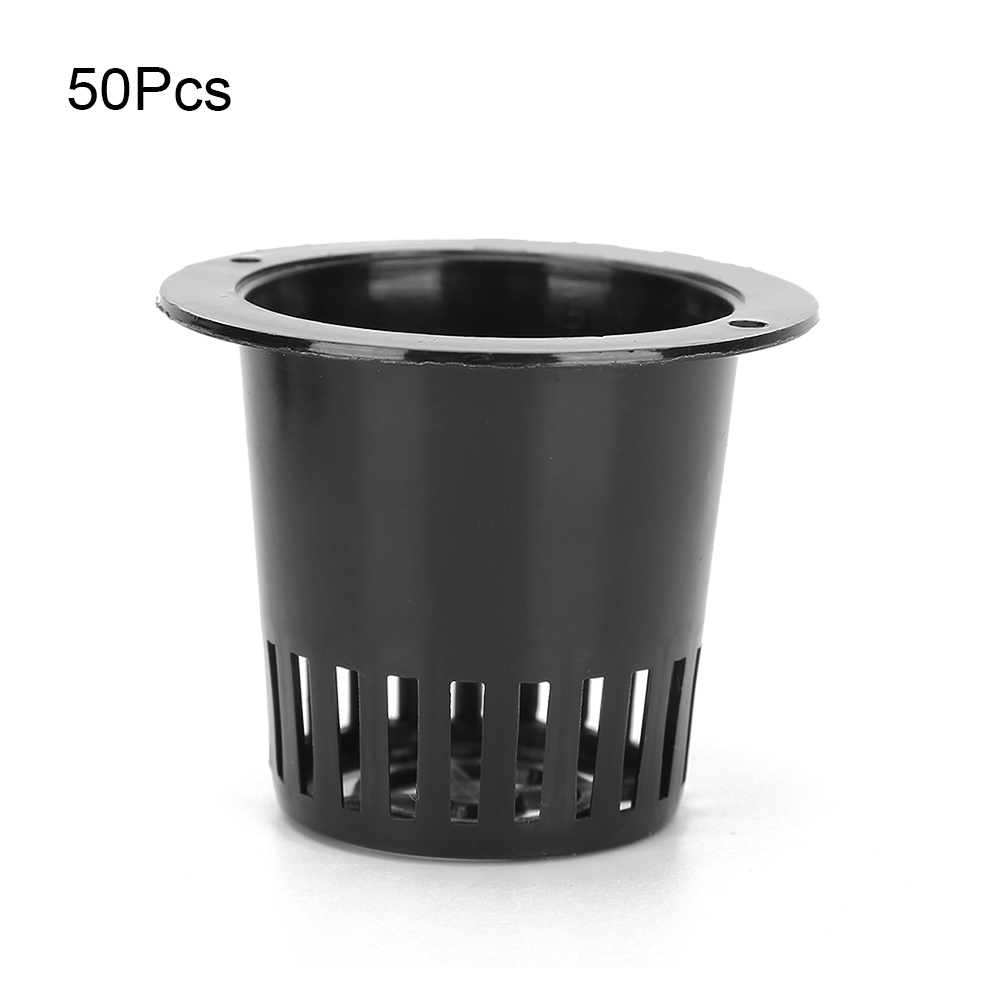 Set Mit 50 Erdlosen Hydrokultur-anzuchtkörben Für Blühende Pflanzen, Schwarze Netztöpfe