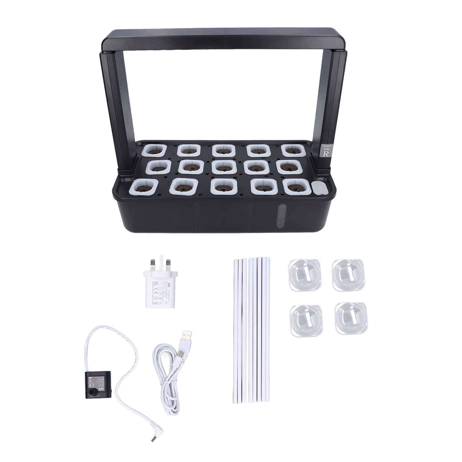 Hydroponisches Gartensystem Mit Led-beleuchtung, Indoor-pflanzgerät, Schwarz, Uk-stecker 220–240 V