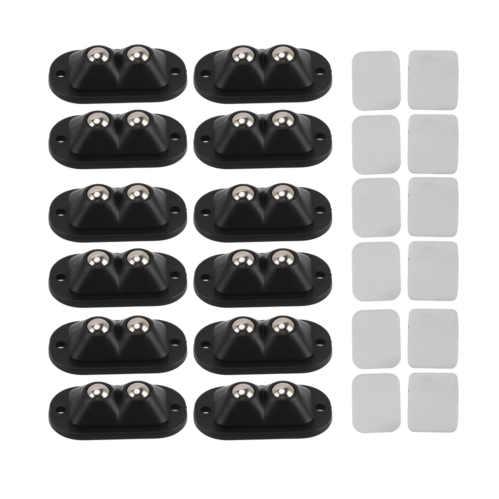 Packung Mit 12 Mini-kleberollen Mit Zwei Enden, Geräuschlos Und Um 360° Drehbar, Für Küchengeräte Und Möbel (schwarz).