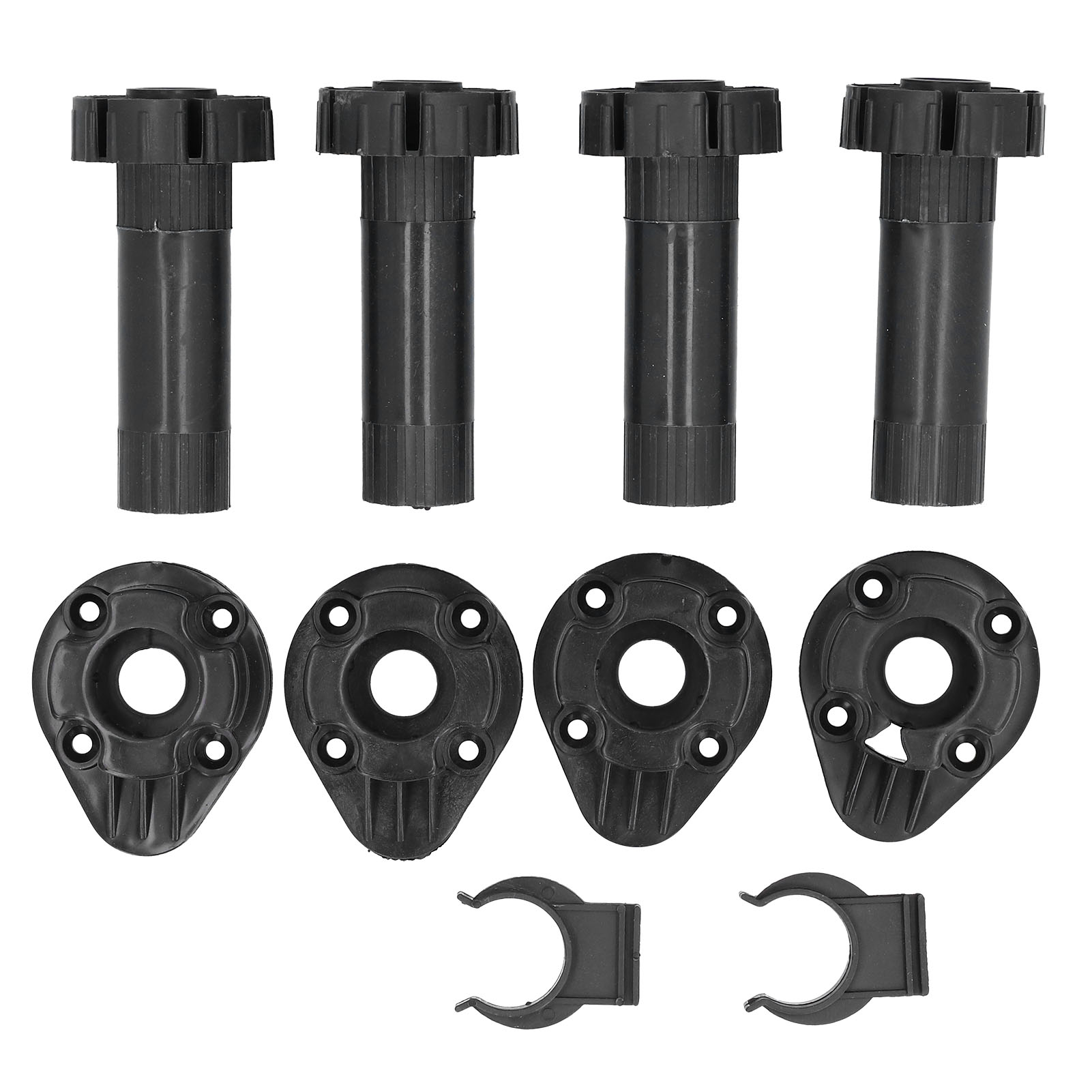 Set Mit 4 Verstellbaren Schwarzen Abs-möbelfüßen Für Schränke Und Garderoben.