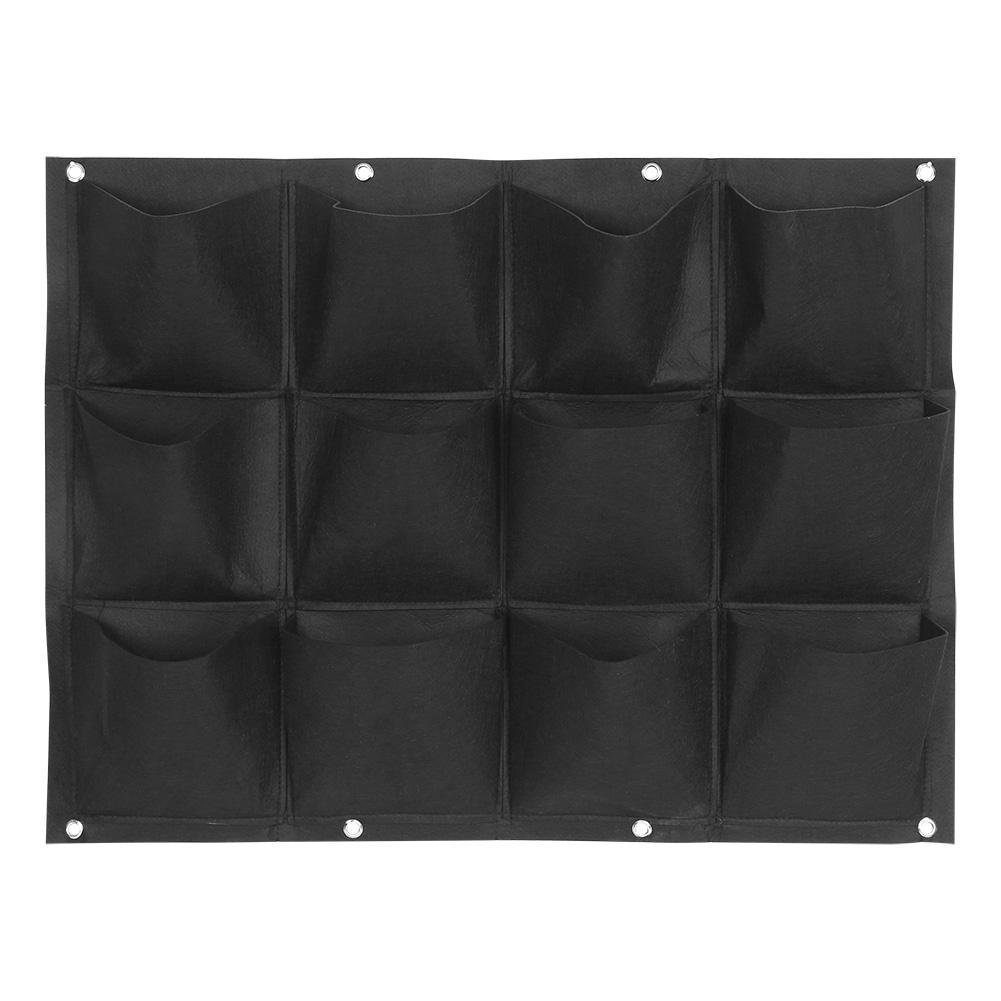 Pflanzsack Für Garten, Balkon Oder Wand, Vertikaler Hängepflanzer, Schwarz, 12 Taschen