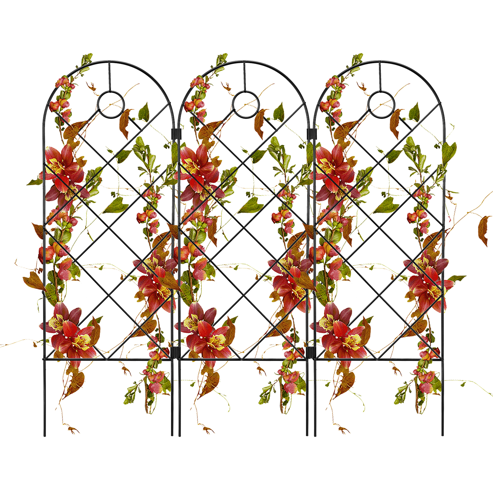 Dekoratives, Rostfreies Metallspalier (3er-set) - 58 X 20 Cm - Ideal Für Blumen, Gemüse, Rosen Und Kletterpflanzen.