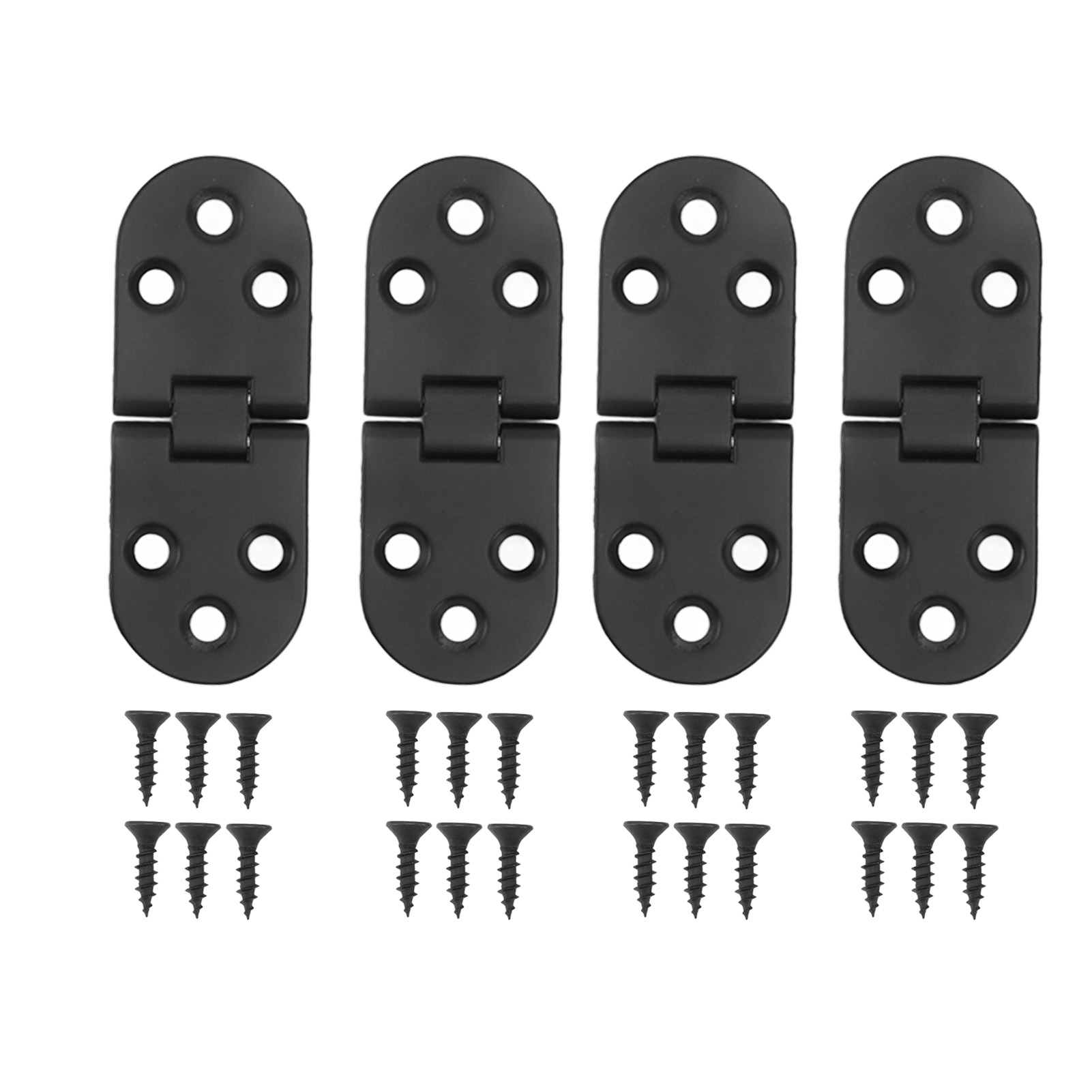 Set Mit 4 Abgerundeten 180°-scharnieren Aus Schwarz Lackierter Zinklegierung, Inklusive Schrauben Für Schranktüren.