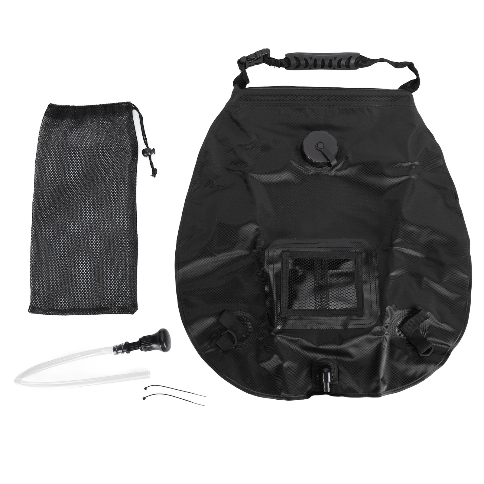 20-liter-solarduschtasche Mit Griff Und Eingebautem Thermometer Für Camping, Wandern Und Strand (schwarz).