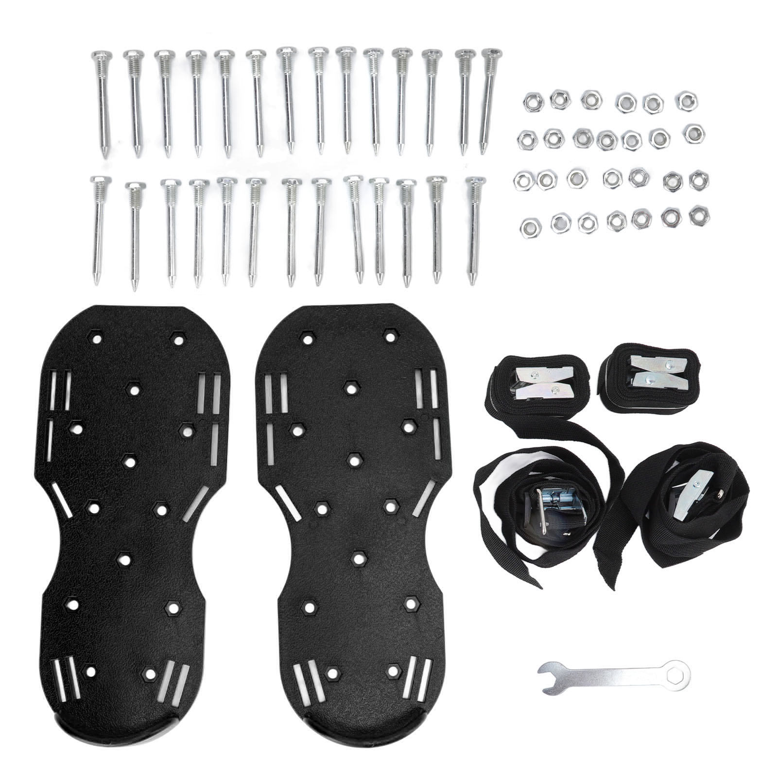 Schwarze Spikeschuhe Mit Dreieckiger Schnalle, Für Gartenlüfter Und Vertikutierer