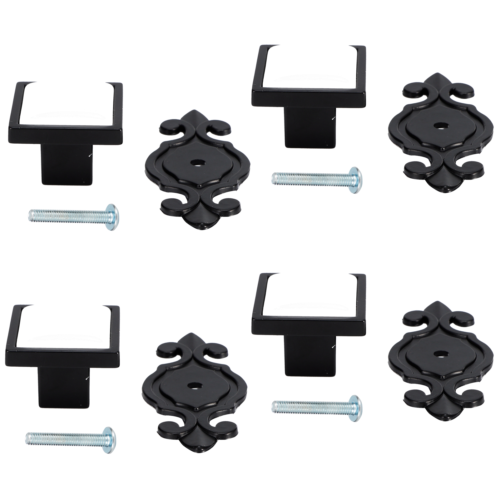 4 Sets Schrankschubladengriffe Aus Keramik-zink-legierung, Glänzende Chrom-möbelbeschläge (336 Matt Schwarz Weiß)