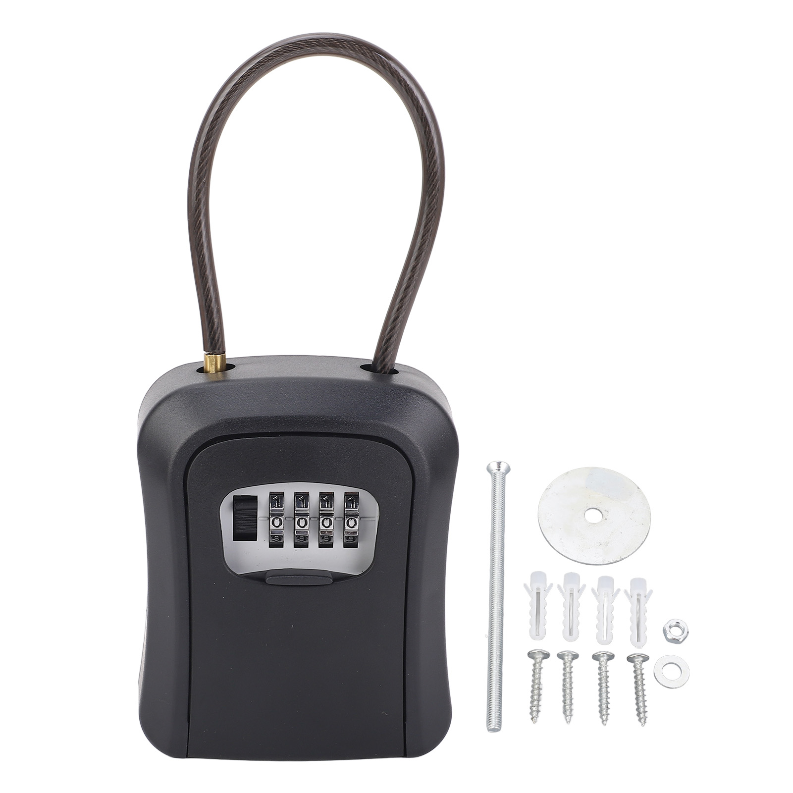 Wasserdichter 4-stelliger Wandsafe Für Türgriff Oder Metallzaun, Schwarz