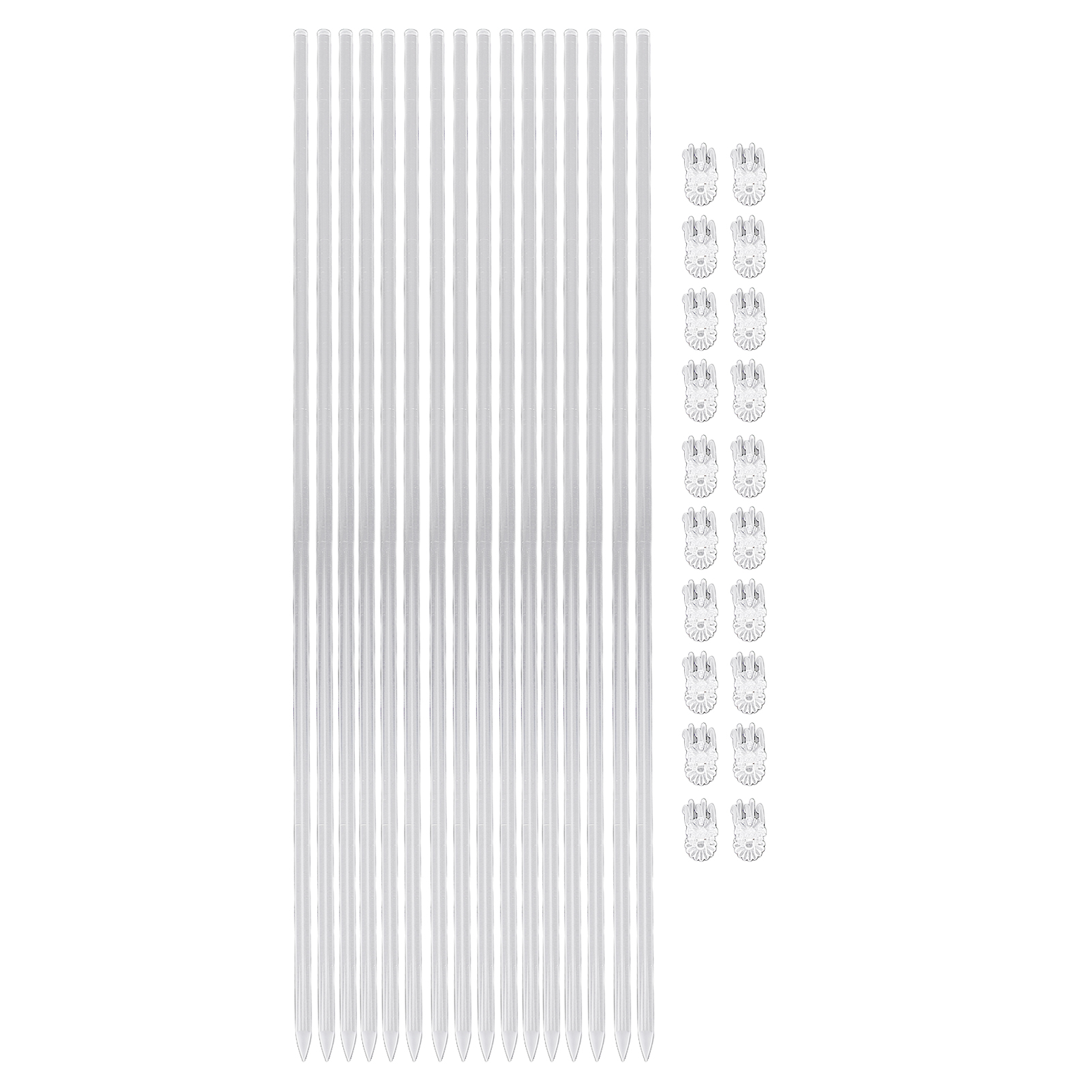 16 Transparente Acryl-pflanzenstützen, 15,6 Zoll Lang, Mit 20 Clips Für Orchideen Und Topfpflanzen