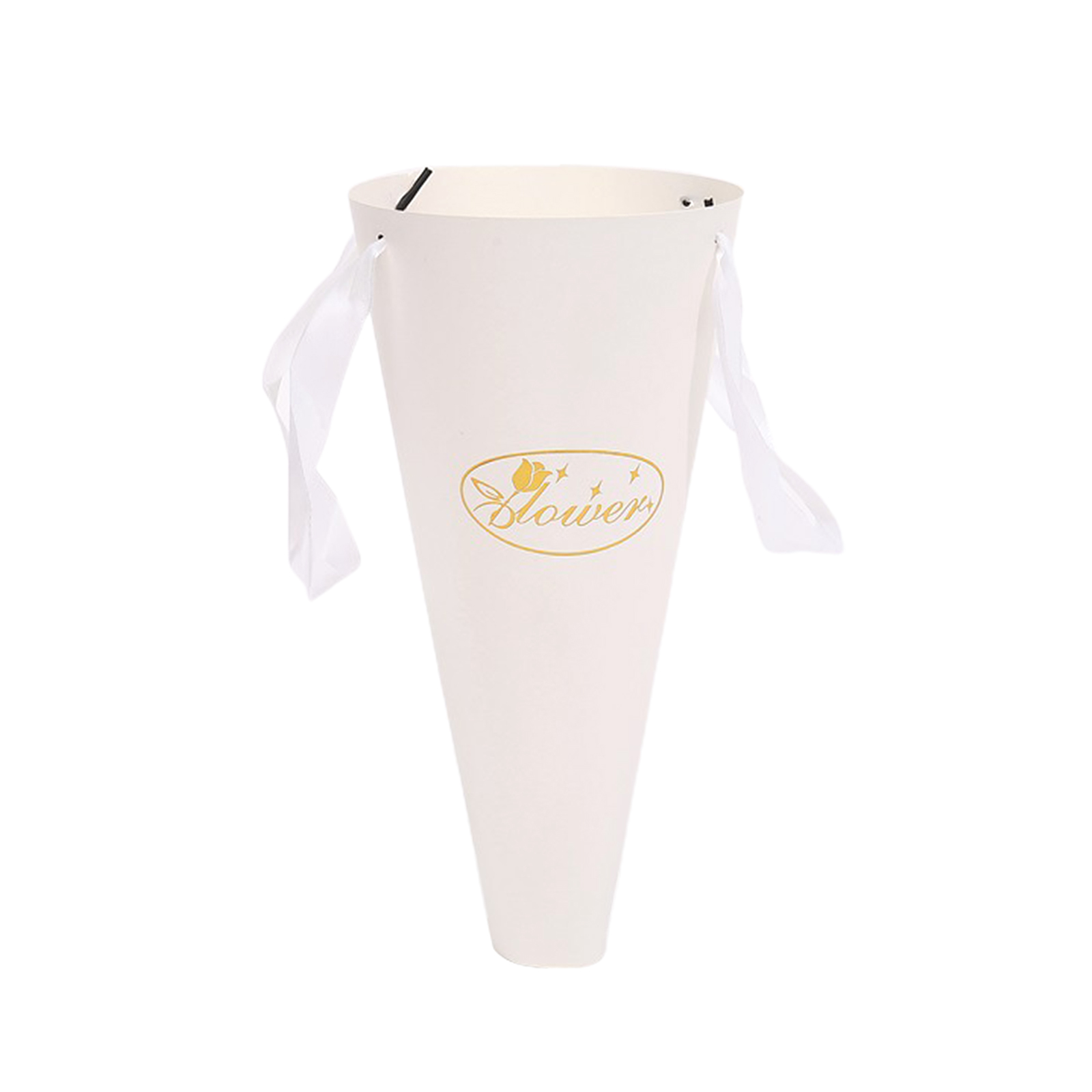 Set Mit 10 Runden, Faltbaren Geschenktüten Aus Weißem Kraftpapier, Perfekt Zum Dekorieren Von Blumensträußen Zu Hause.