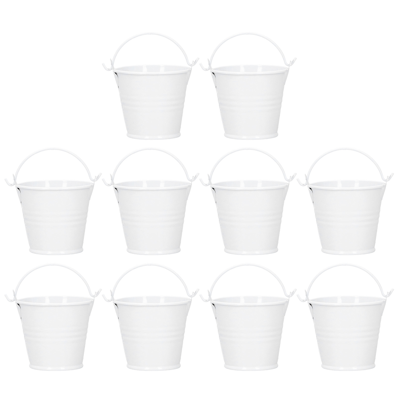 Set Mit 10 Mini-töpfen Für Sukkulenten, Kleine Weiße Metalleimer, Für Die Innen- Und Außendekoration, 4 X 5,5 X 6 Cm