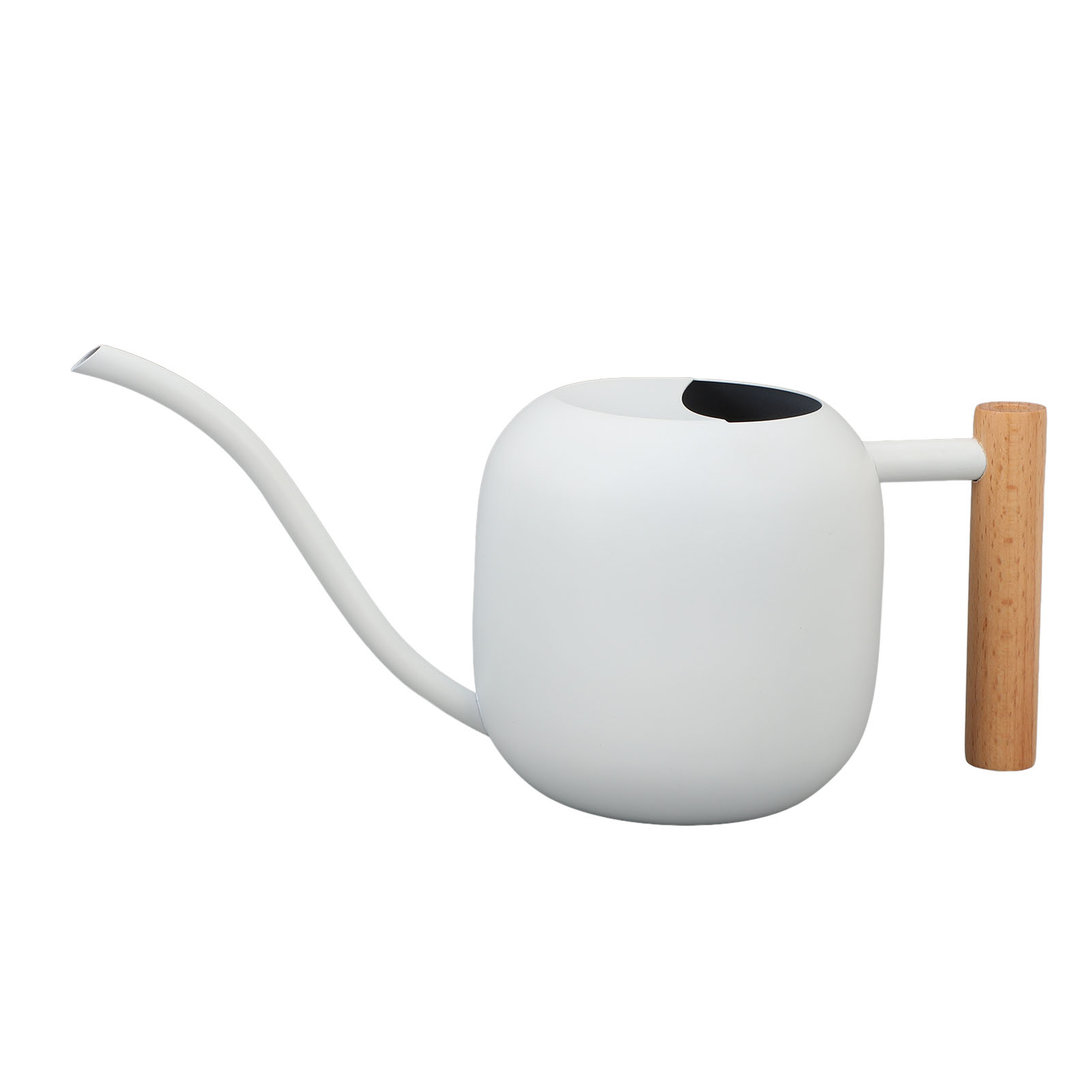 Gießkanne Aus Edelstahl Mit Holzgriff Und Langem Ausguss, Ideal Für Zimmerpflanzen, Blumen, Sukkulenten Und Bonsai. Fassungsvermögen: 1,2 L, Weiß.