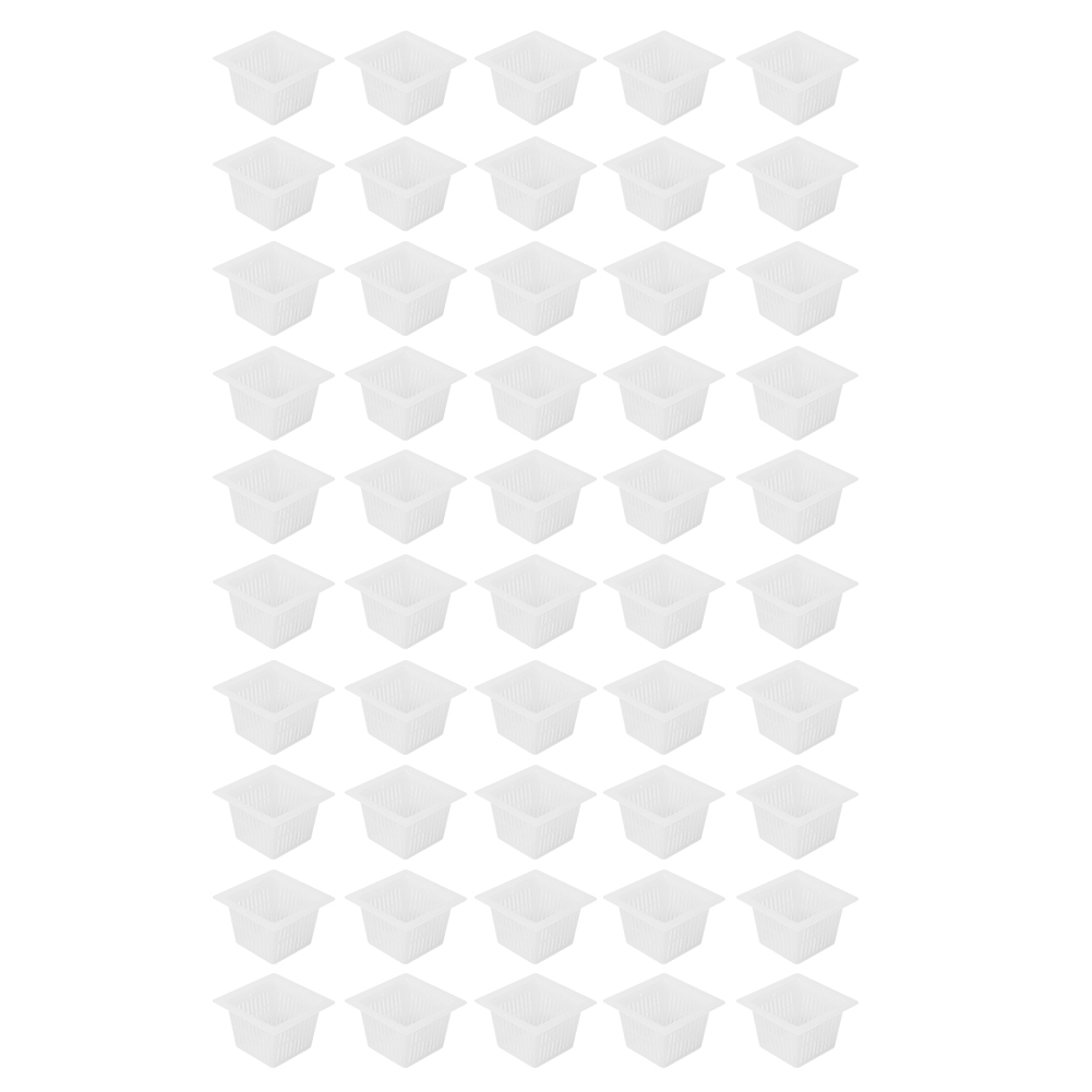 Set Mit 50 Quadratischen Hydroponik-töpfen Ohne Erde Zum Anpflanzen Von Blumen Und Pflanzen (weißer Anzuchtkorb)