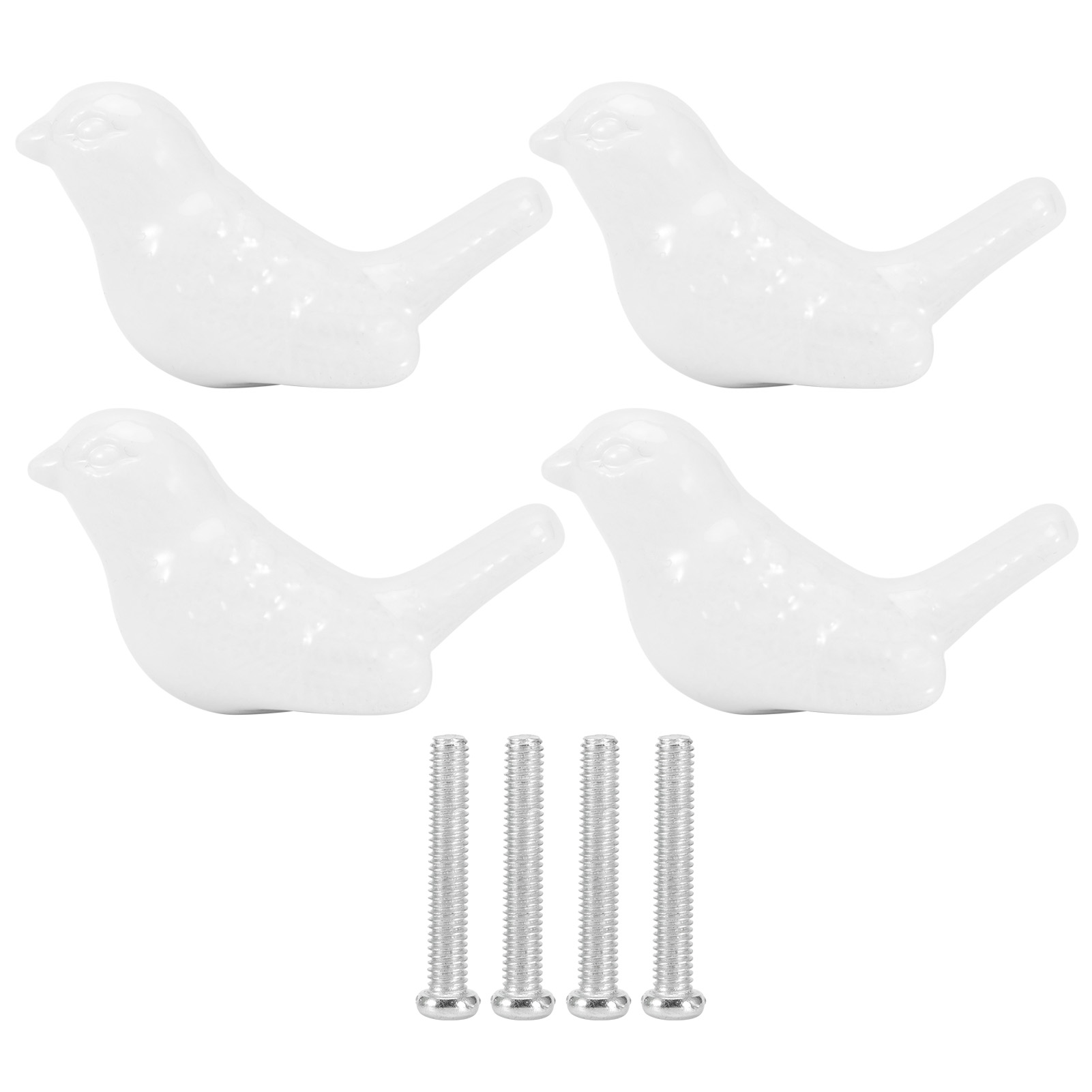 Set Mit 4 Keramischen, Vogelförmigen Griffen Für Türen, Schubladen Und Schränke (möbelaccessoires, Weiß)