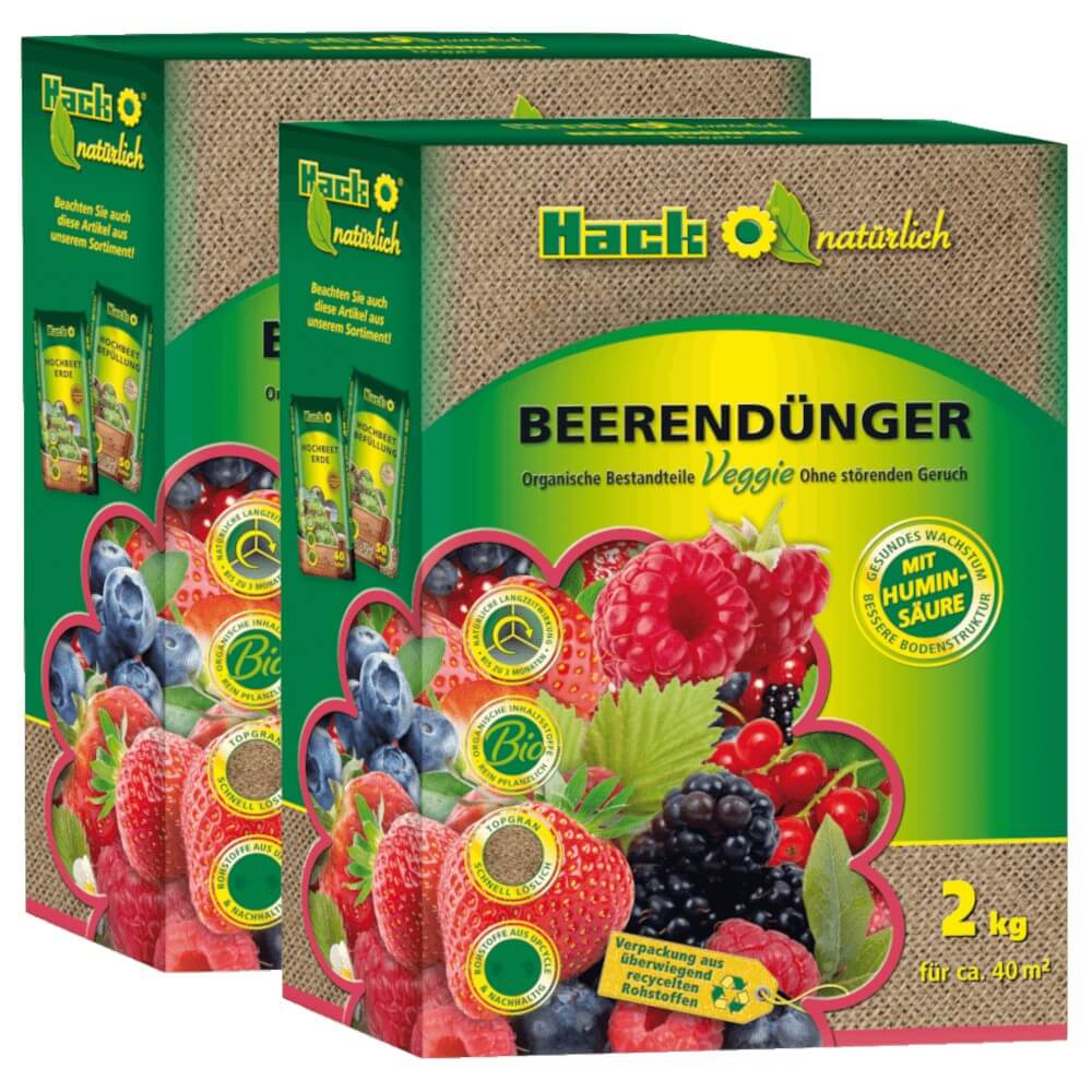 Hack Bio Beerendünger 2x2 Kg Erdbeerdünger Johannisbeerdünger Himbeerdünger