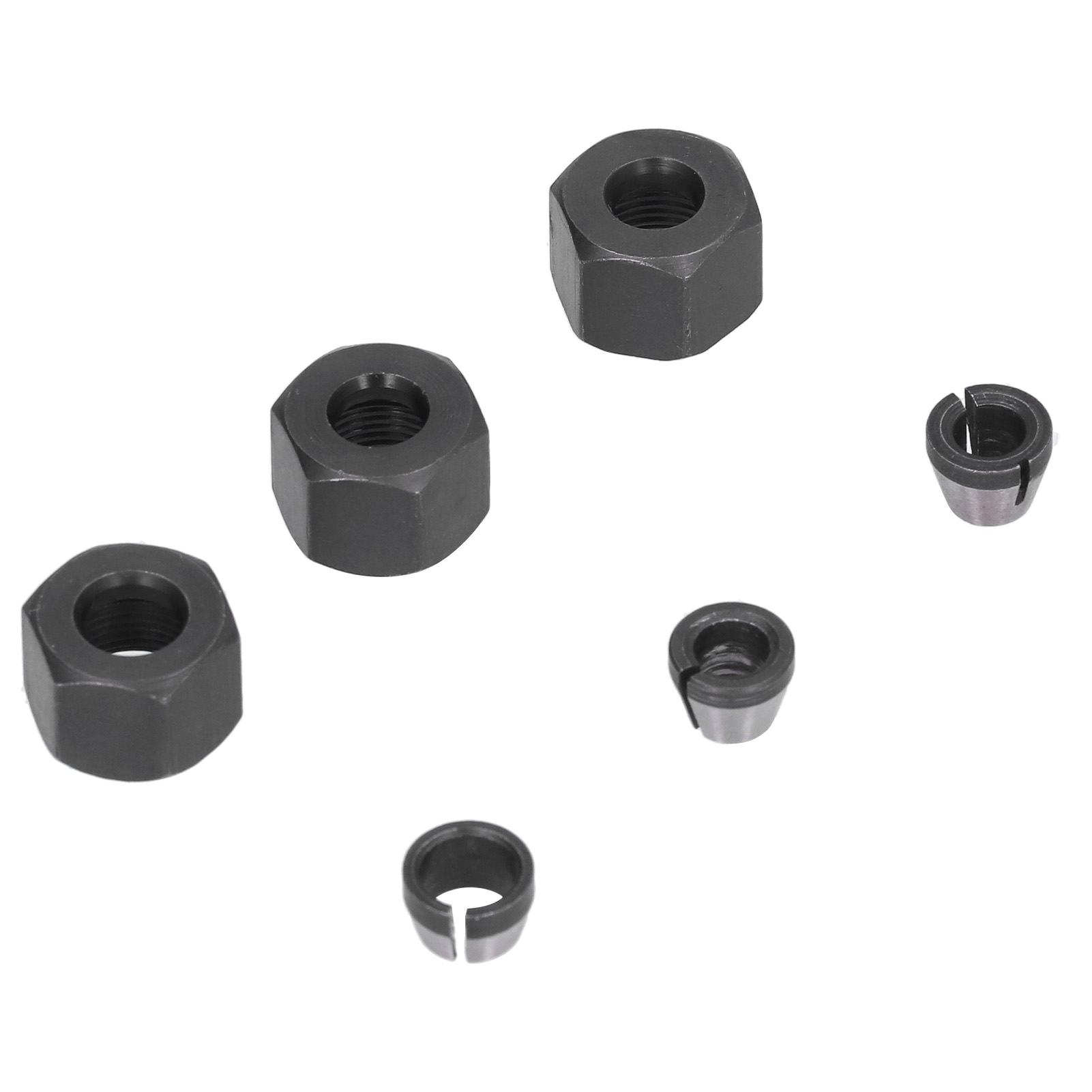 6-teiliges Fräser-spannzangenadapter-set Aus Kohlenstoffstahl (6 Mm, 6,35 Mm, 8 Mm) Mit Mutter Für Fräsen