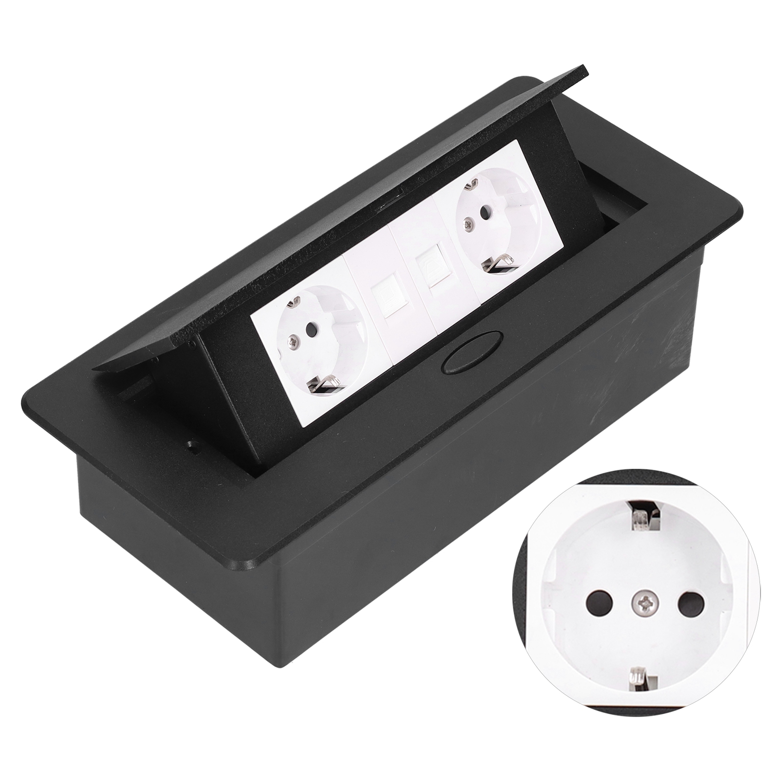 Tischsteckdose Mit Pop-up-funktion, Steckdosenleiste, Verteilerdose, Schwarz, 250 V, 16 A, J29, Für Heimbüro