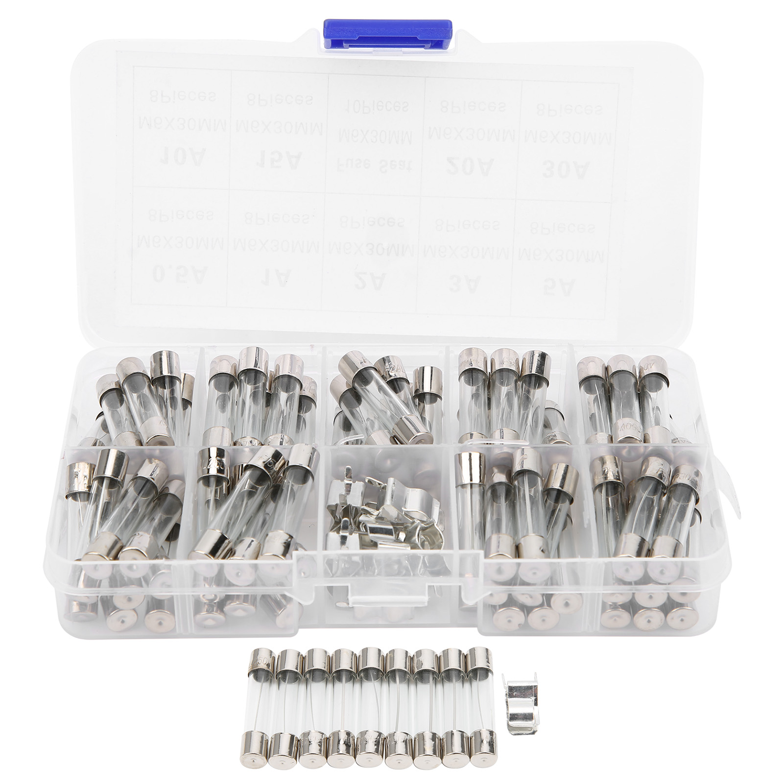 2er-packung Glasrohrsicherungen M6x30mm 0,5a–30a Flinke Sicherungen Mit Aufbewahrungsbox