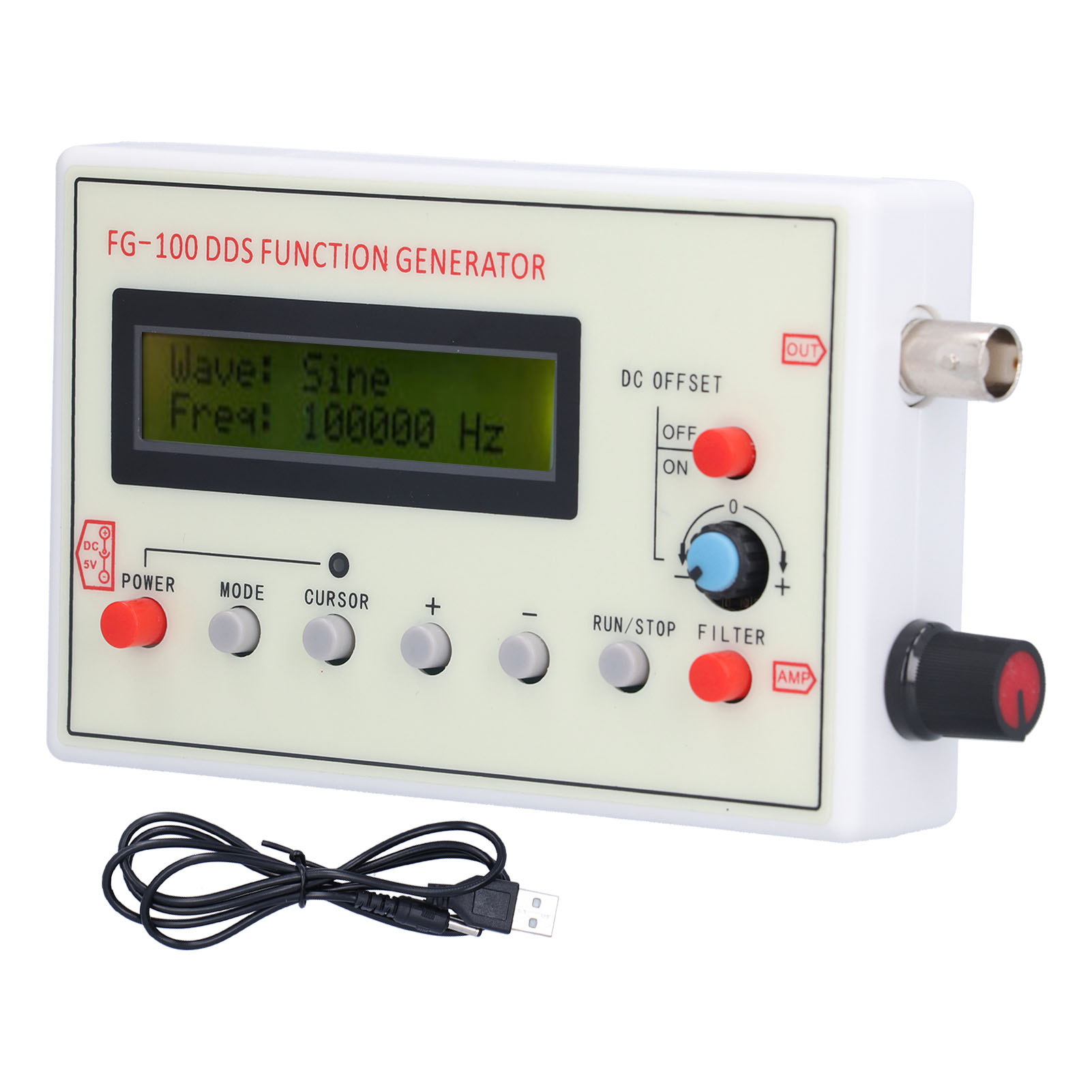 Dds Funktionssignalgenerator Sinus/rechteck/sägezahn Dreieckwelle Fg‑100 1 Hz‑500 Khz Dc 3,5‑10 V