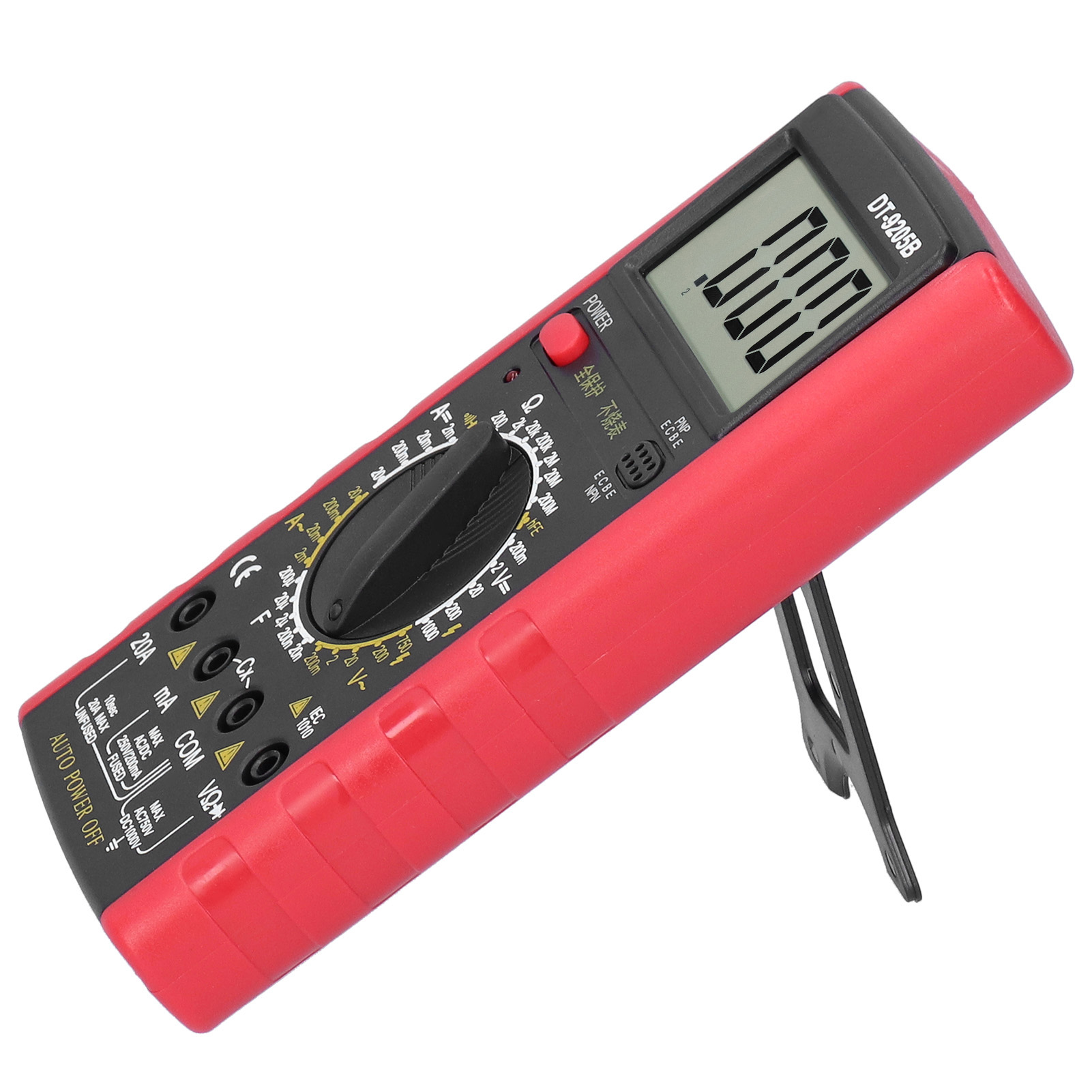 Dt9205b Ac/dc Digitalmultimeter Mit Hoher Genauigkeit, Überlastschutz, Akustischem Signal, Voltmeter Und Amperemeter (rot Und Schwarz)
