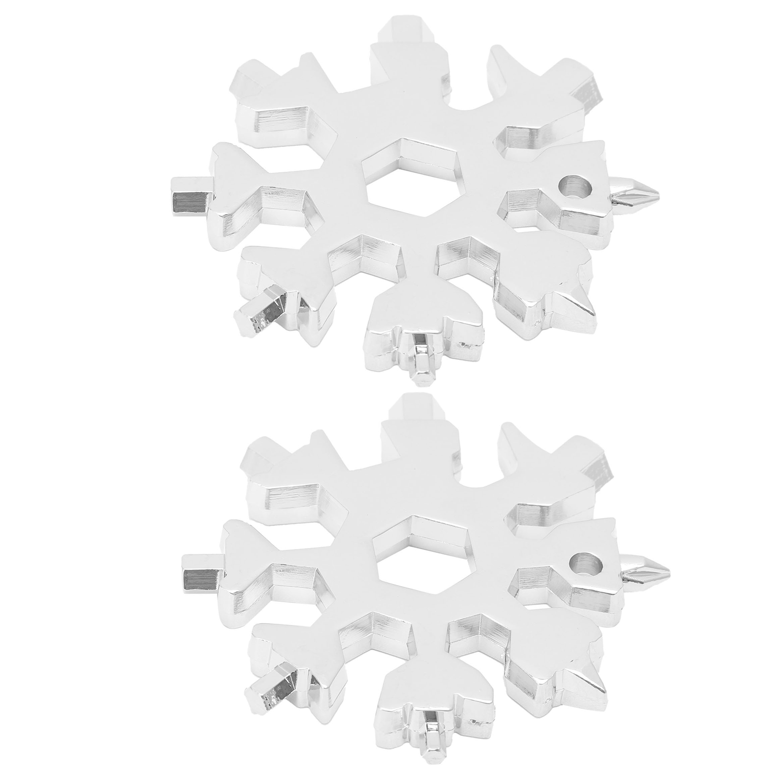 2 Stück Schneeflocken-schraubenschlüssel Aus Hochkohlenstoffhaltigem Stahl, Multifunktionales Handwerkzeug, Silberfarben